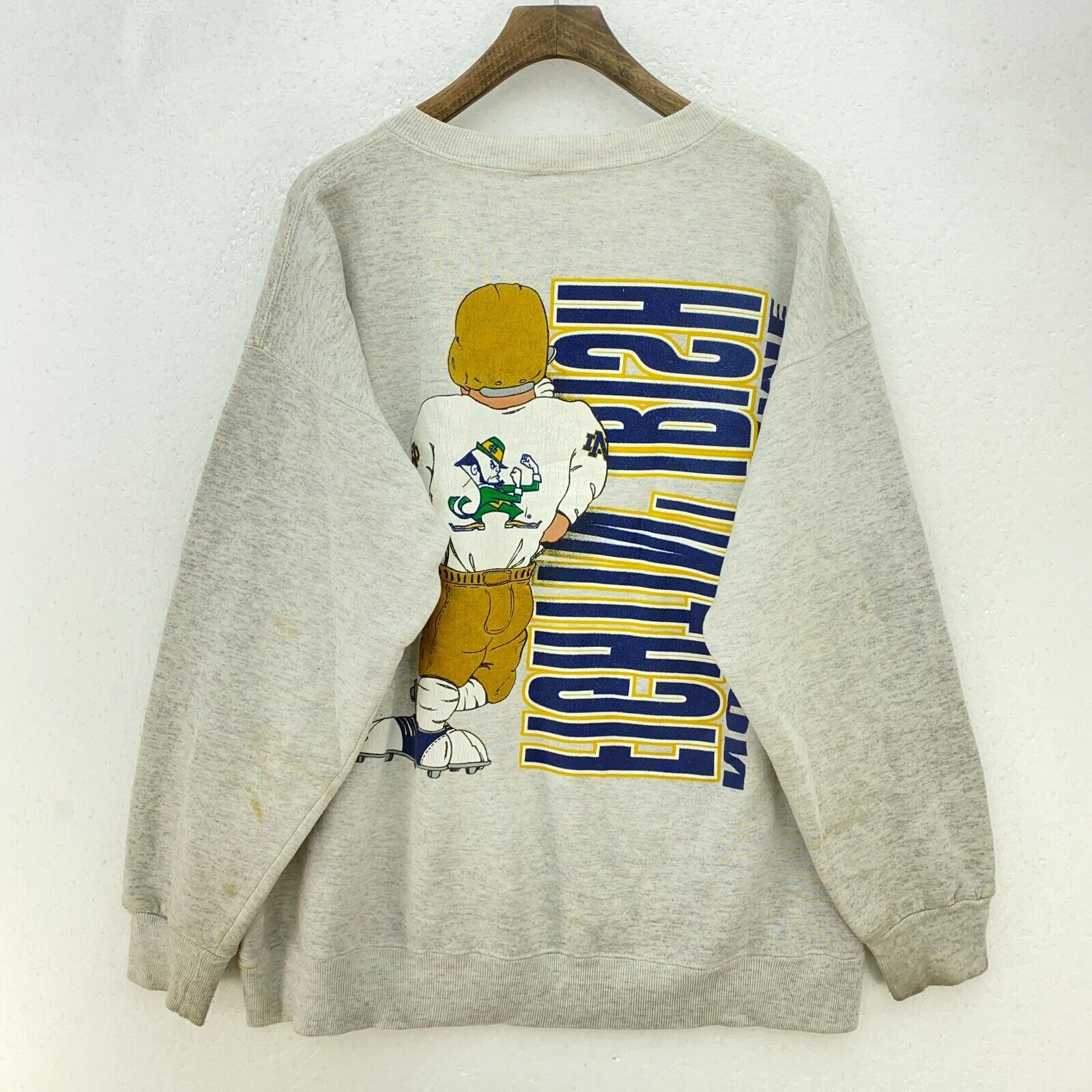 Vintage Nutmeg Notre Dame Fighting Irish NCAA Gray Sweatshirt Size L