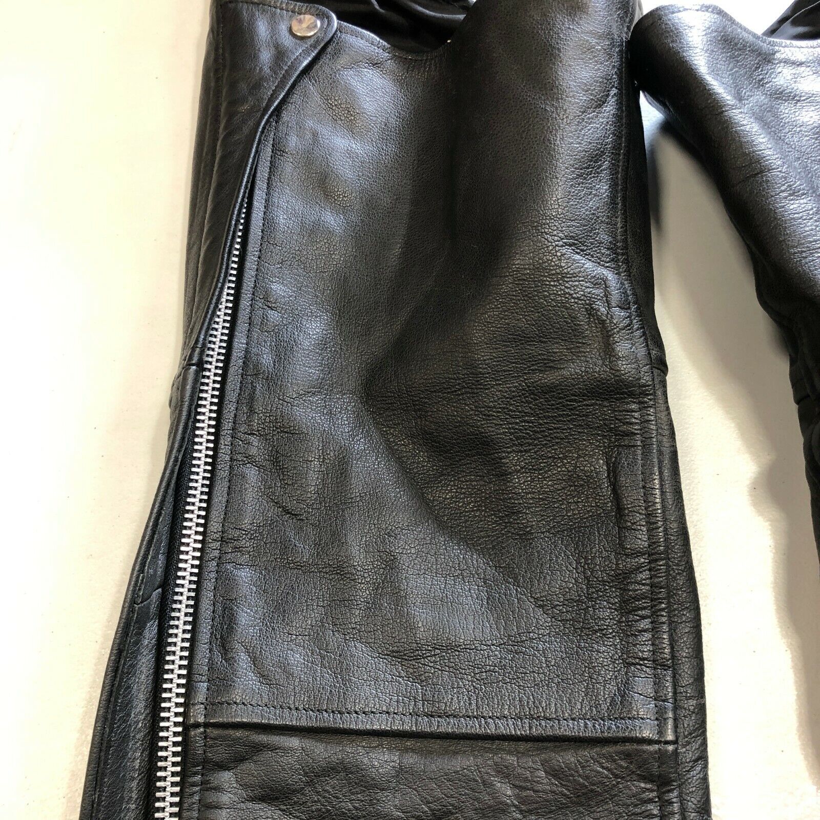 Leather Chaps Motorcycle Black Size Small Riding Biker 90s