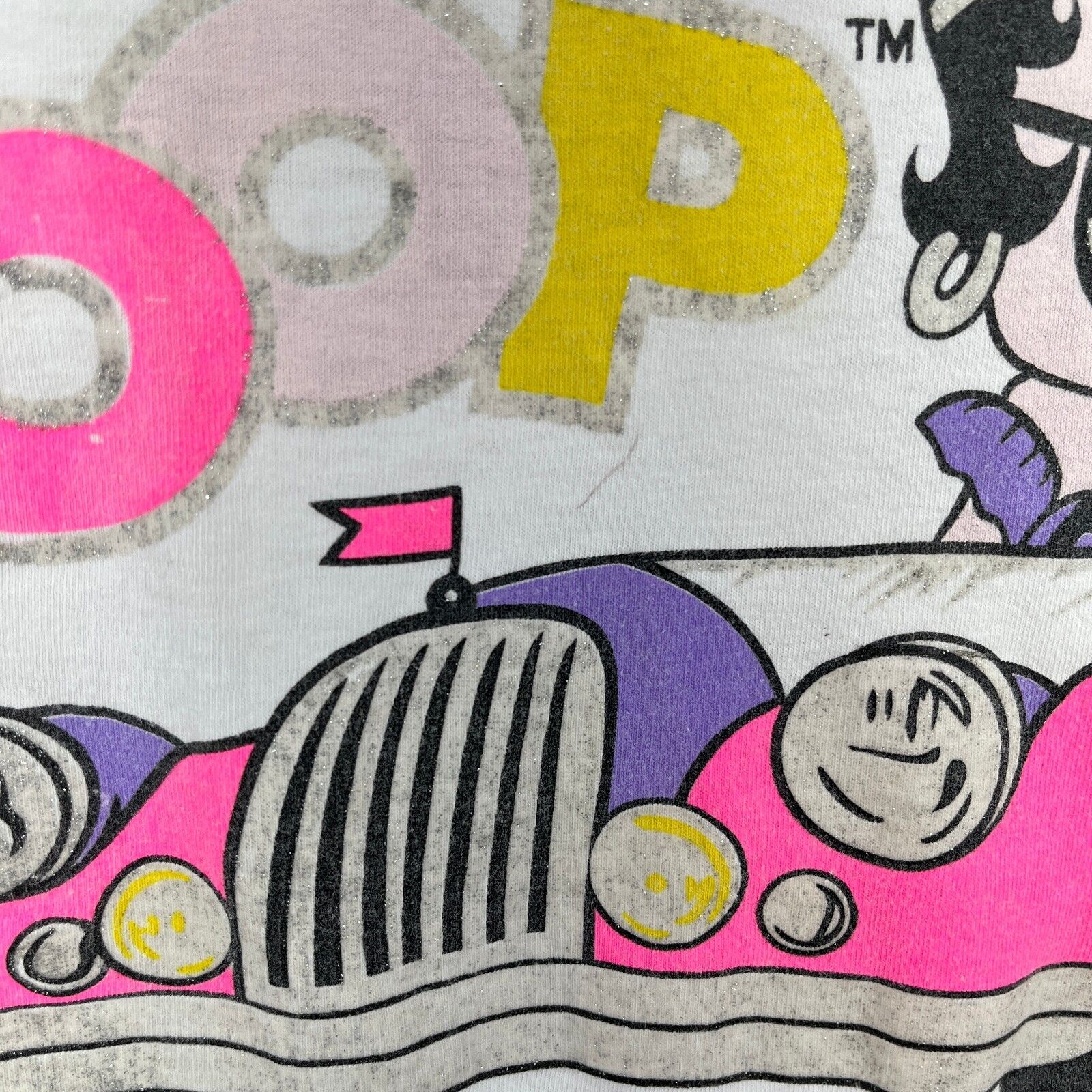 Vintage Betty Boop Car Dog White T-shirt Size L Women's Single Stitch