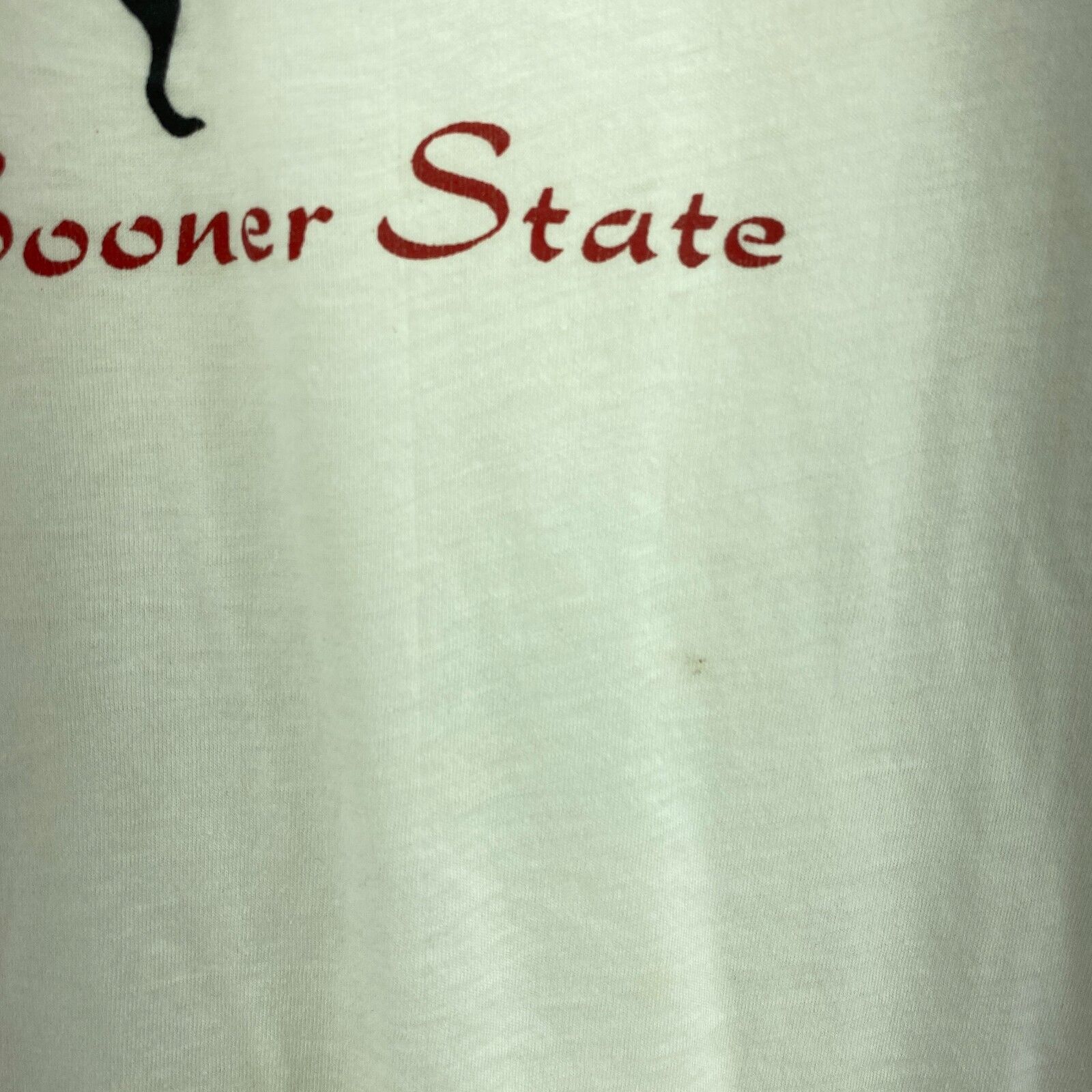 Oklahoma Sooner State Native American Print White T-shirt Size M Single Stitch