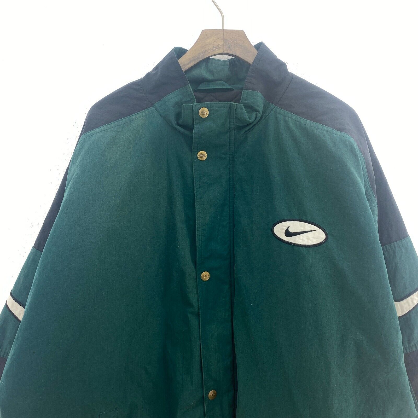 Nike Logo Full Zip Insulated Green Jacket Size XL