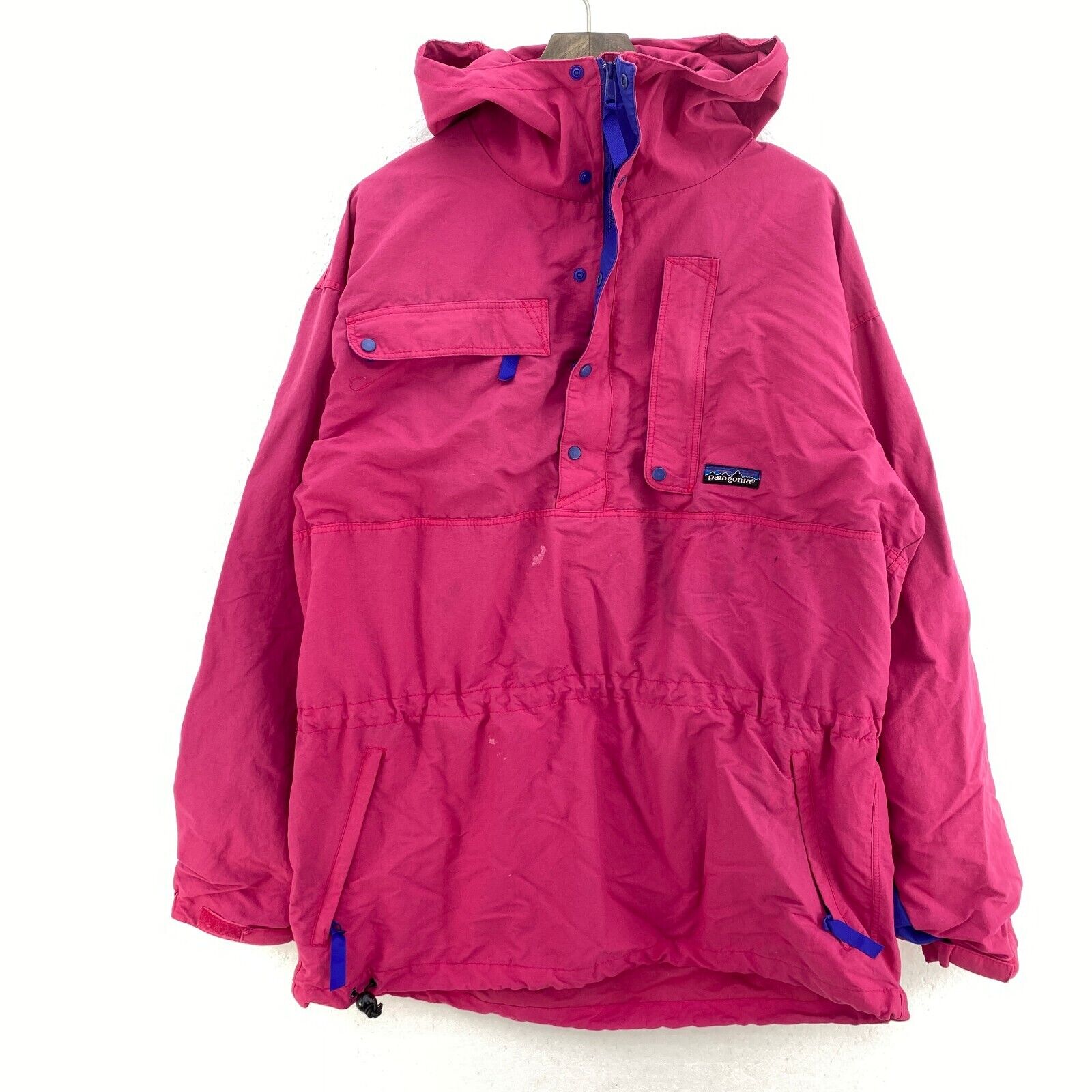 Vintage Patagonia Quarter Zip Pink Hooded Jacket Size M Women's