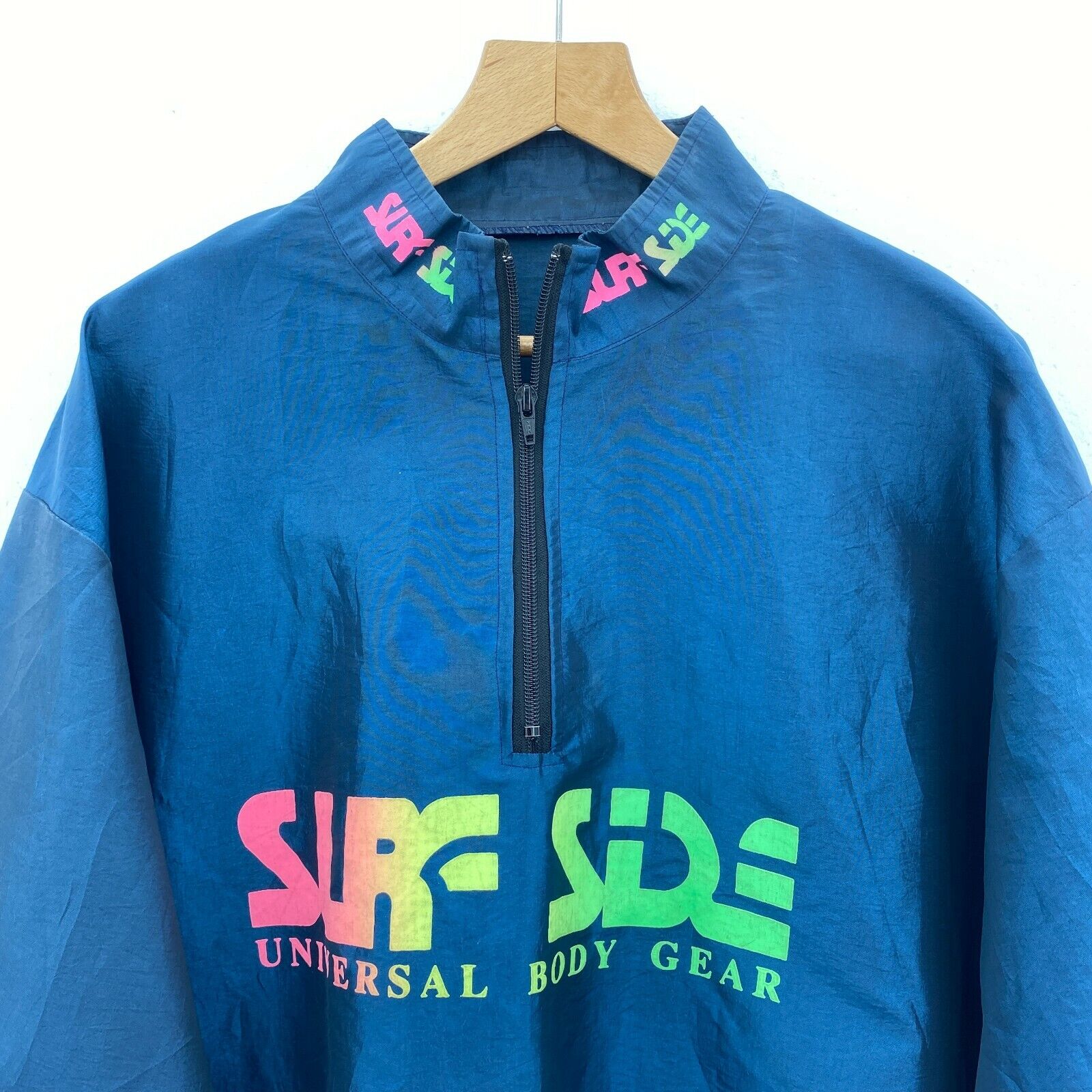 Surf Style Quarter Zip Windbreaker Pullover Jacket Size XL Blue