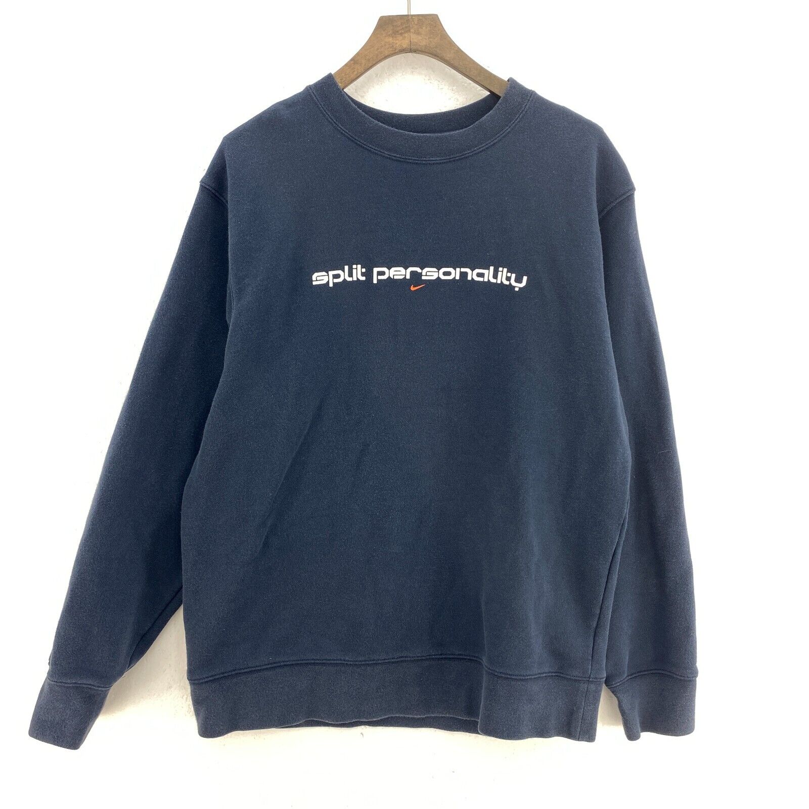 Nike Print Split Personality Sweatshirt Crewneck Blue Size L