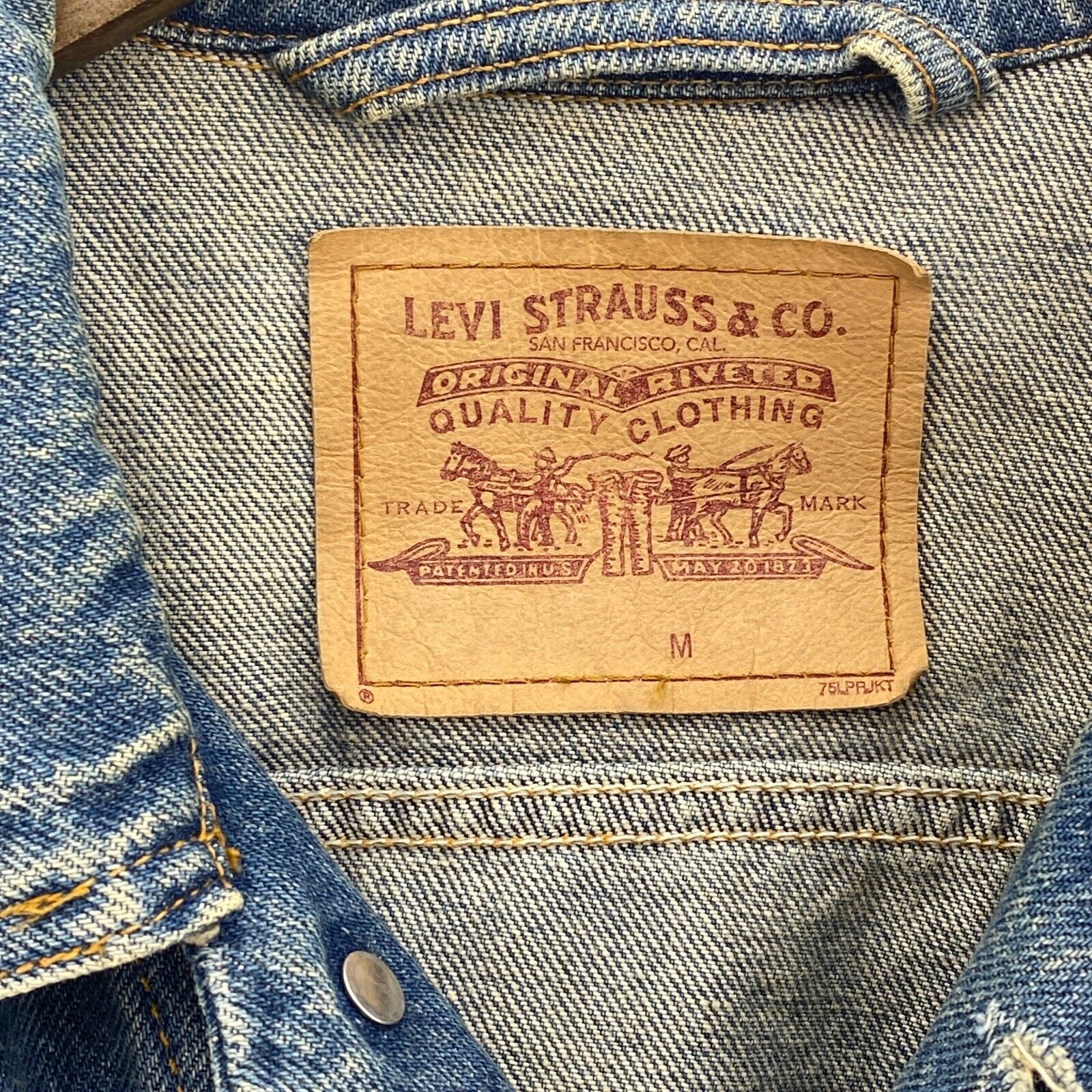 Levi's Denim Jacket Walter Gretzky Golf Medium Wash Blue Trucker Size M