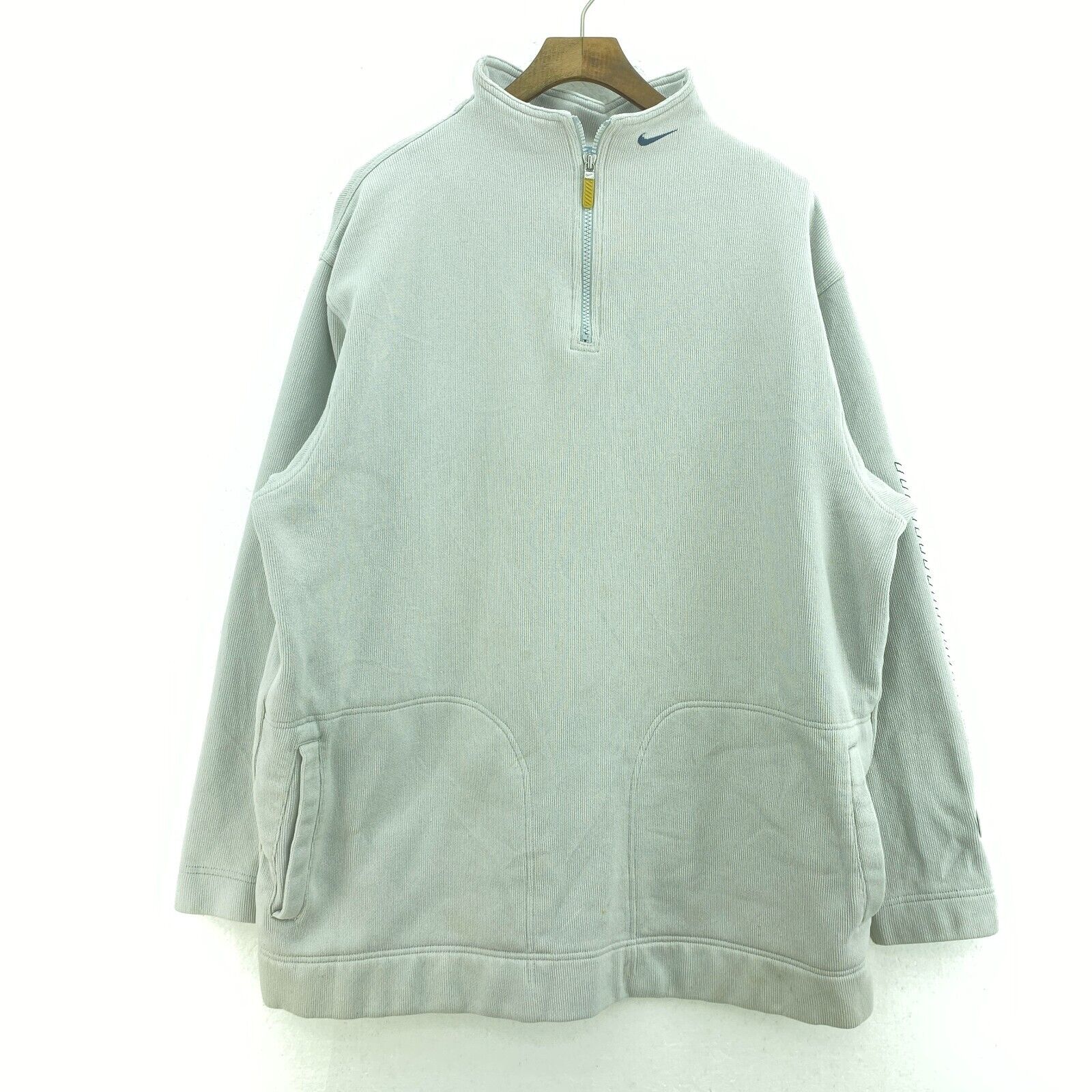 Nike Swoosh Check Embroidered Gray Pullover Jacket 1/4 Zip Size L