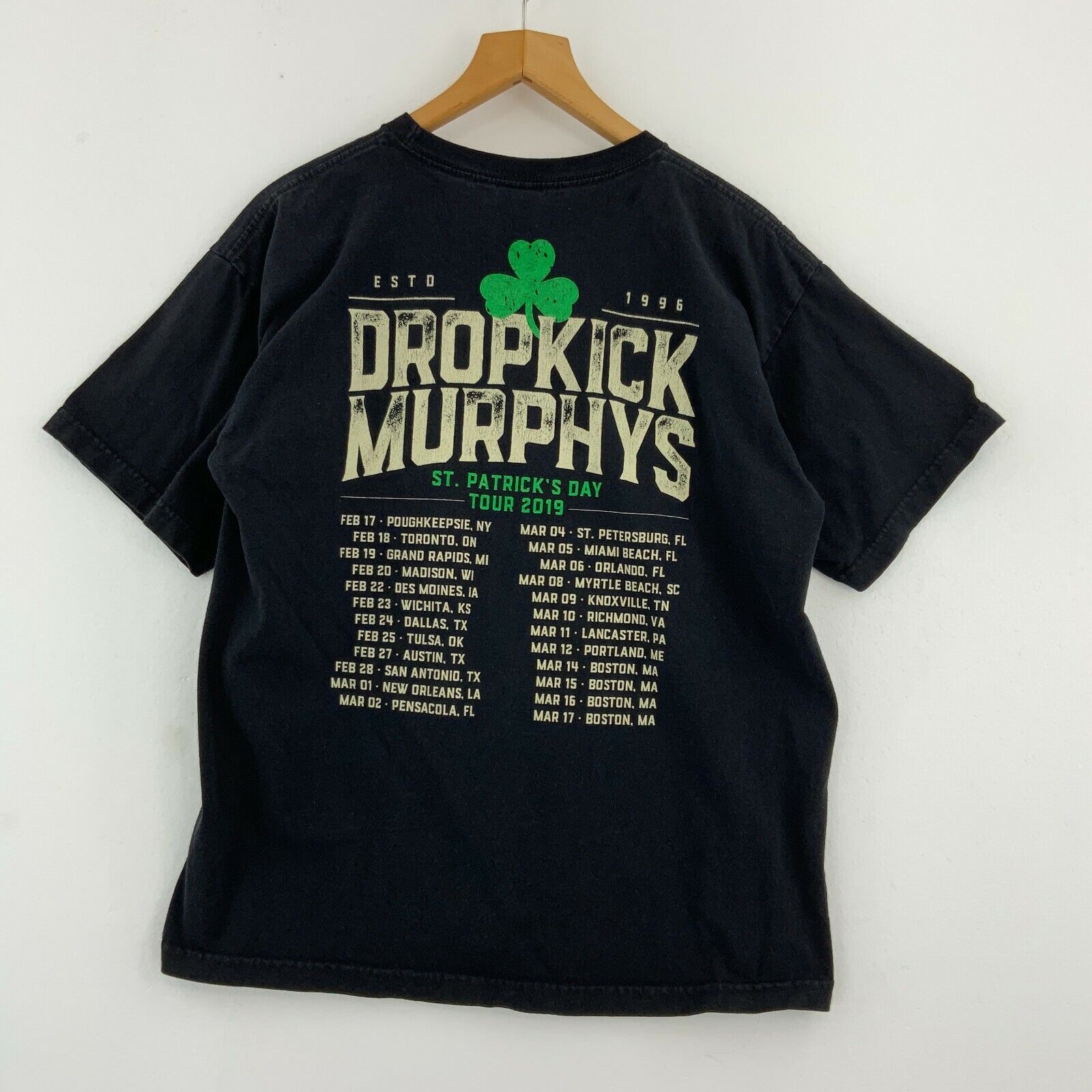 Dropkick Murphys St. Patrick's Day Tour 2019 Black T-shirt Size L