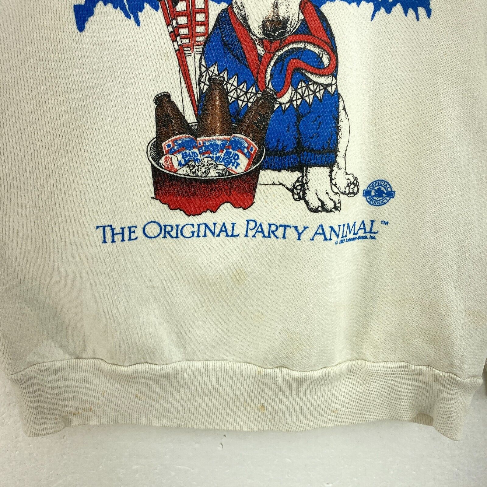 Bud Light The Original Party Animal Ivory Sweatshirt Size L Crewneck Women's