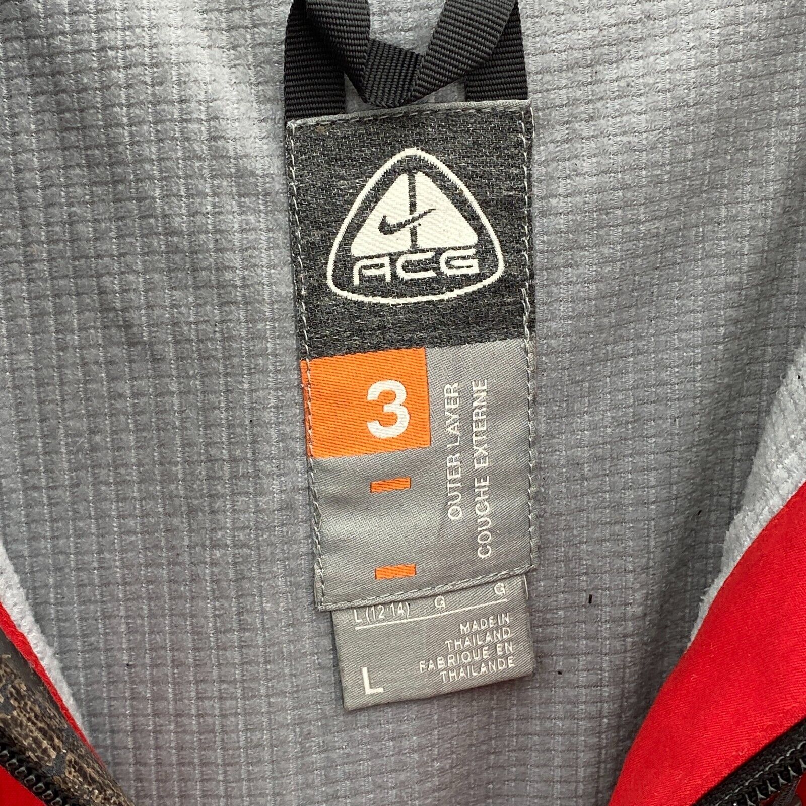 Nike ACG 3 Vintage Windbreaker Hooded Jacket Full Zip Pockets Size L Red