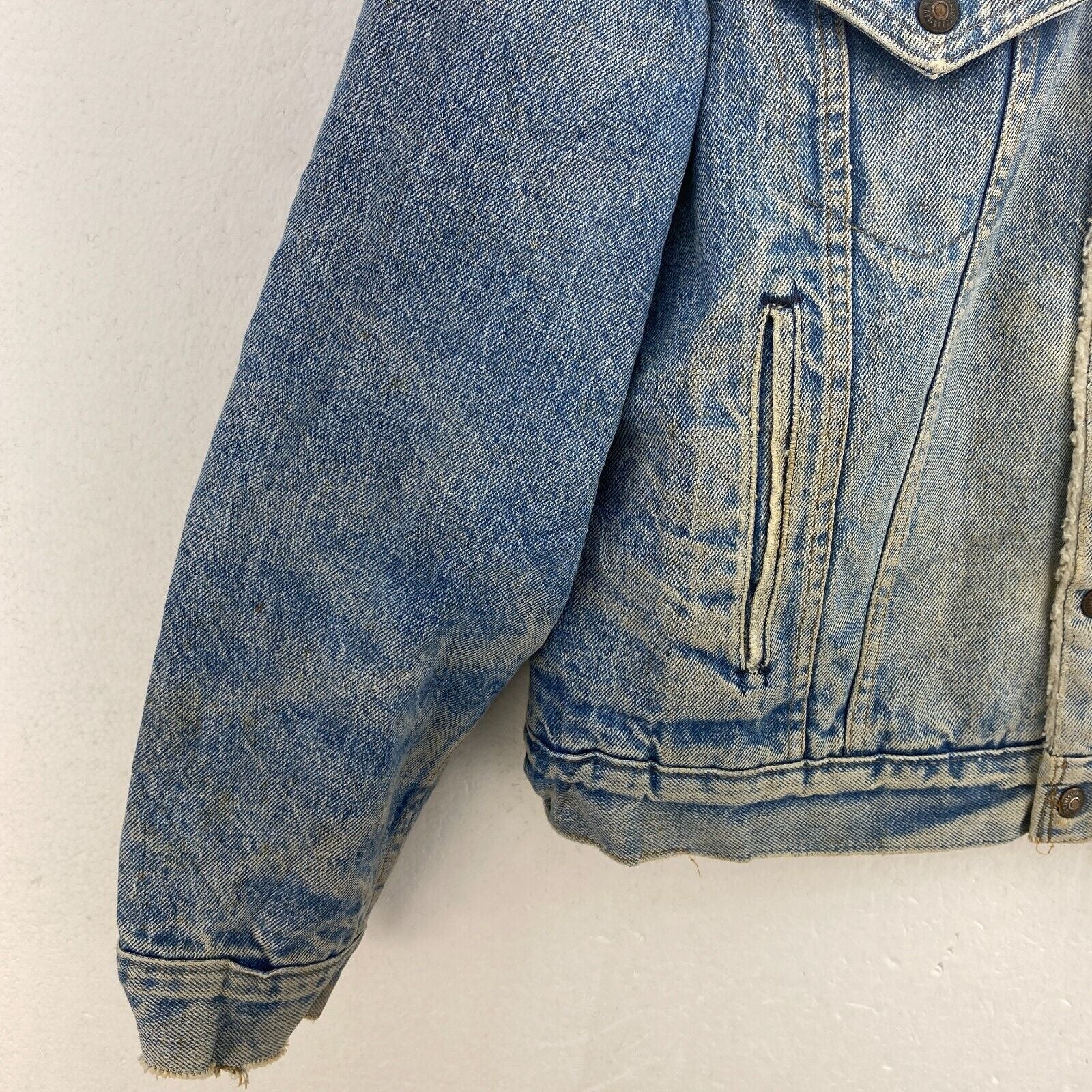 Levi Strauss Orange Tab Blue Wash Denim Sherpa Jacket Size M