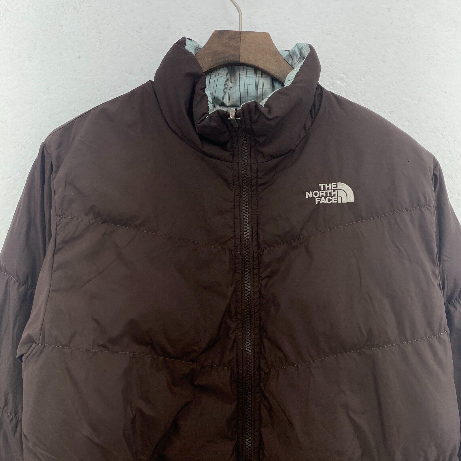 The North Face Kids Girls Goose Down Reversible Brown Puffer Size XL Nuptse 550