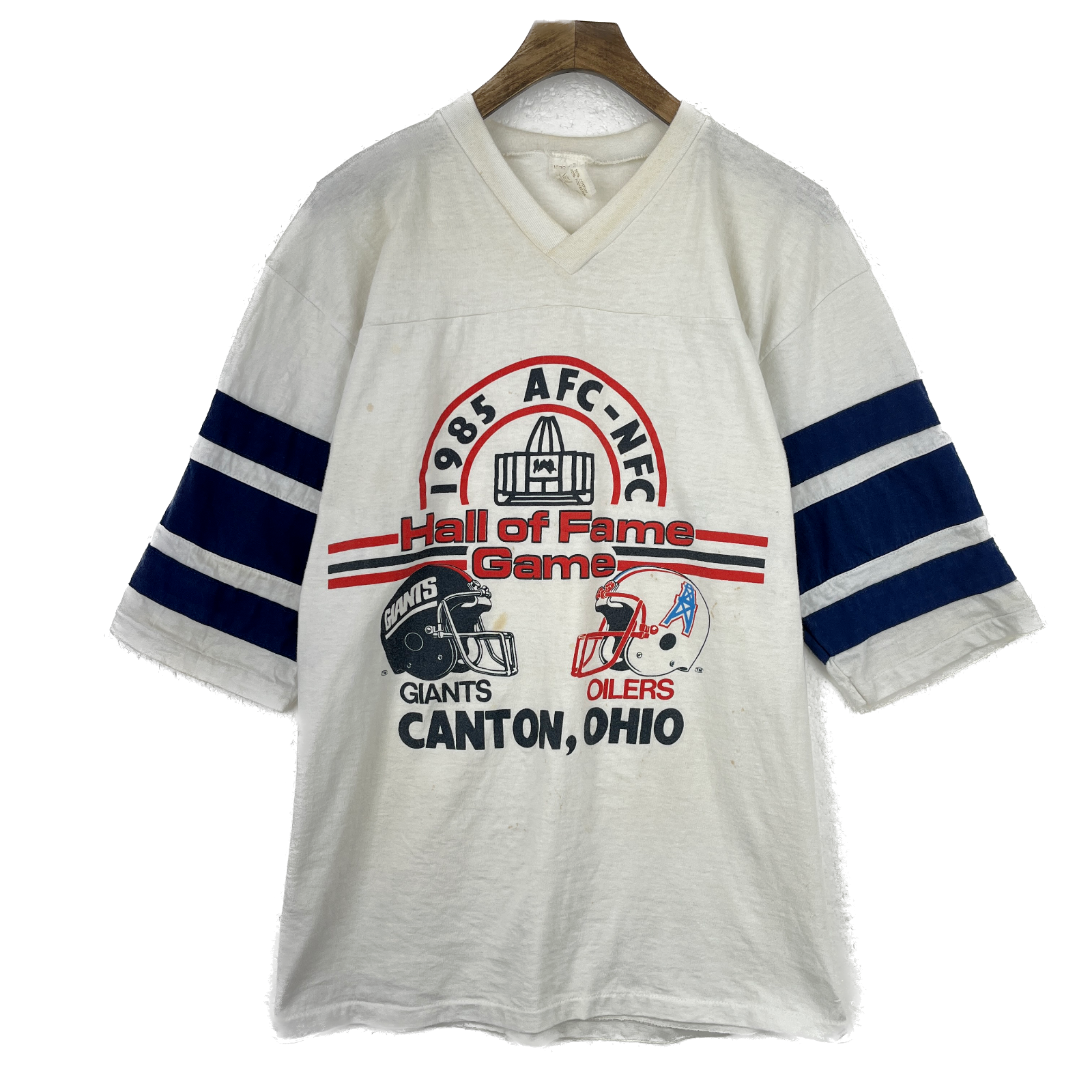Vintage Hall Of Fame Giants NFL Oilers White T-shirt Size L