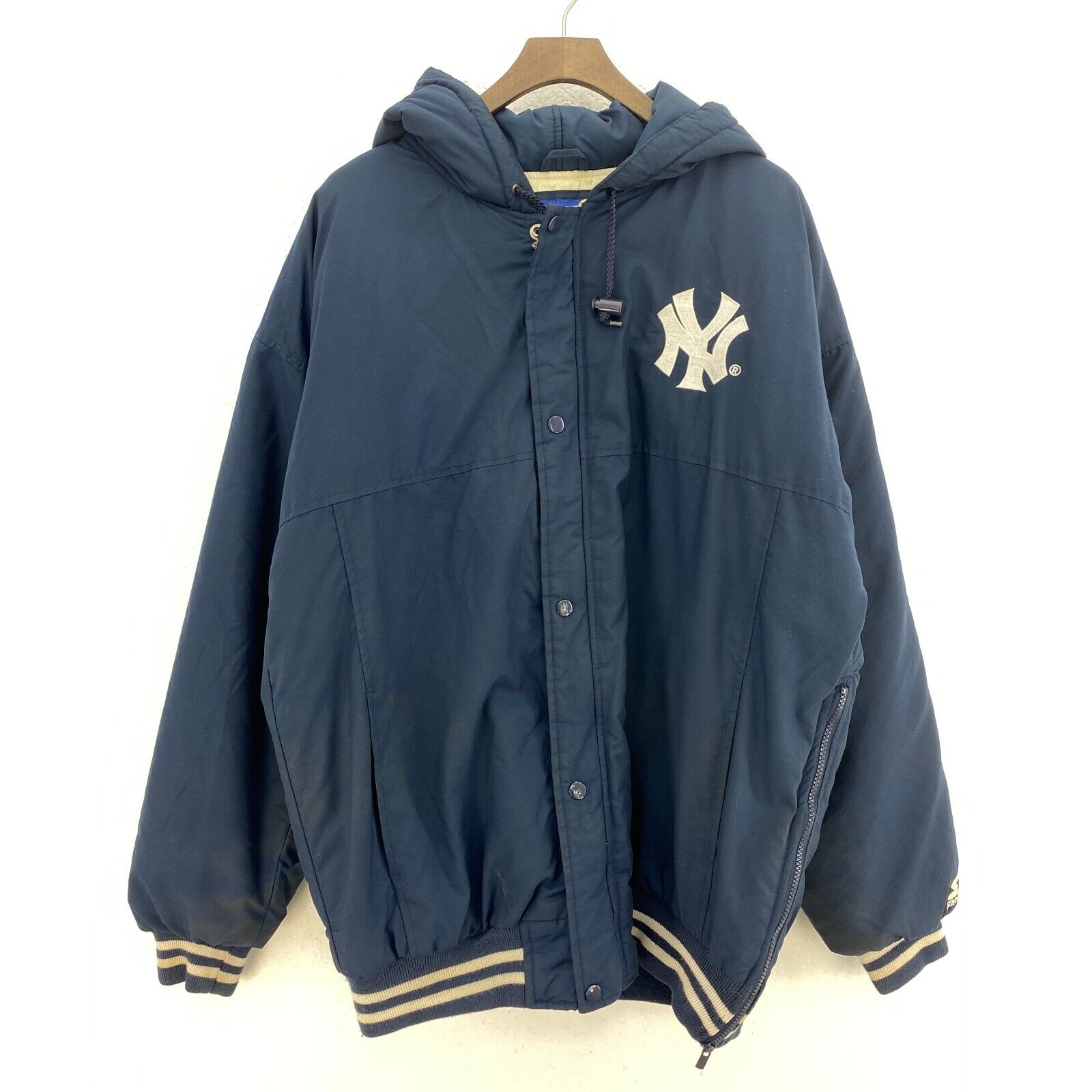 Starter New York Yankees Logo MLB Navy Blue Hooded Jacket Size L
