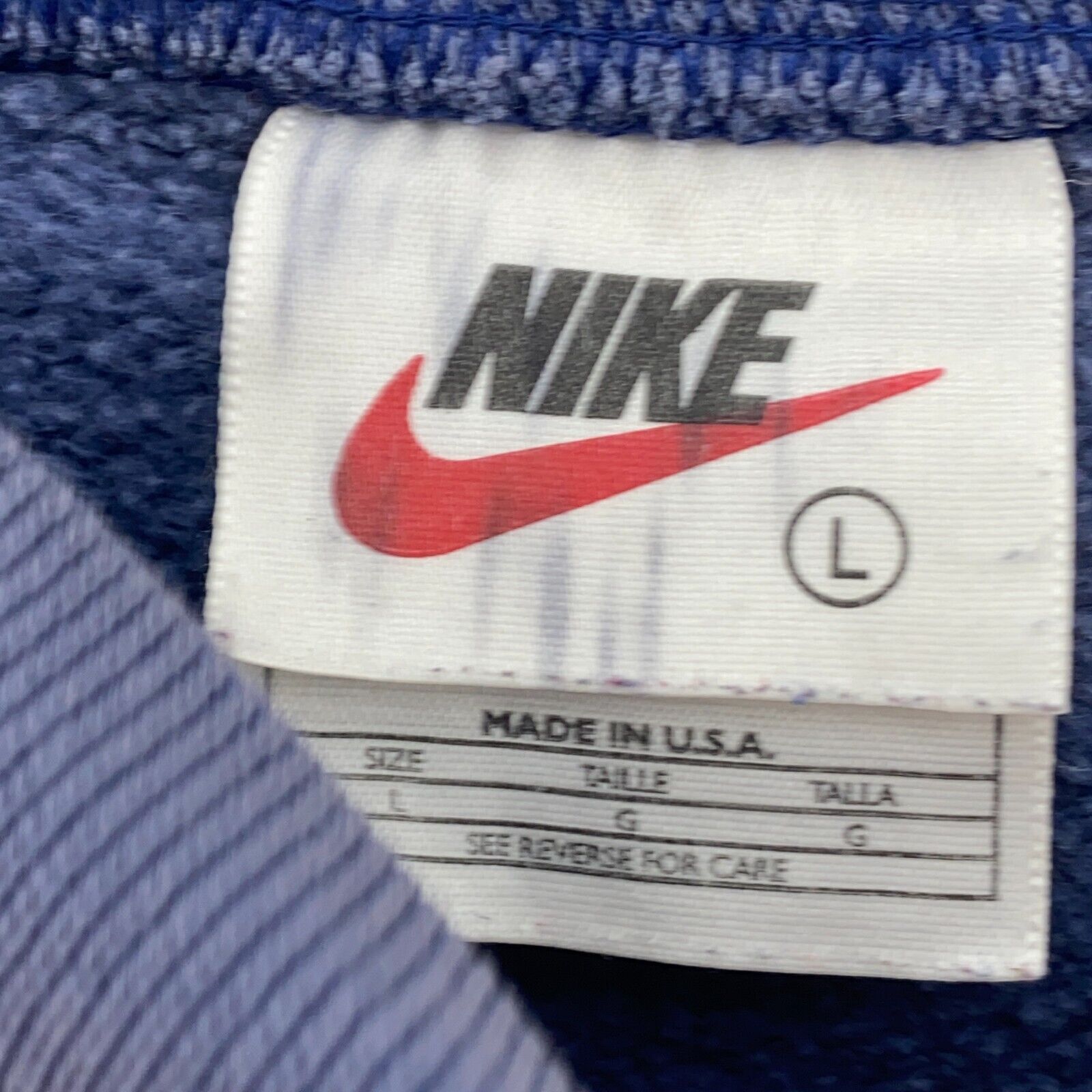 Nike Small Logo Embroidered Blue Sweatshirt Size L Crewneck
