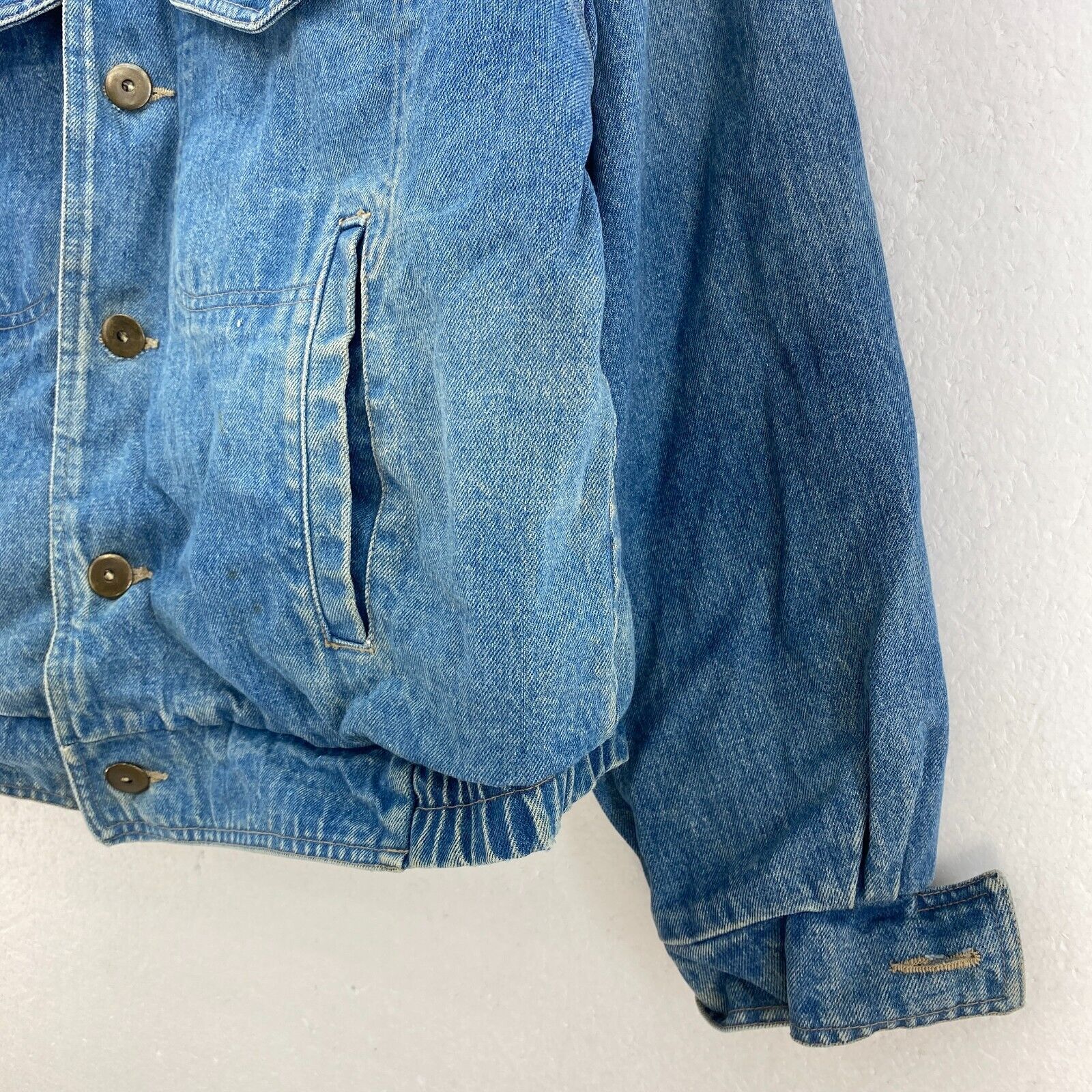Eddie Bauer Blanket Lined Button Up Blue Denim Jacket Size M