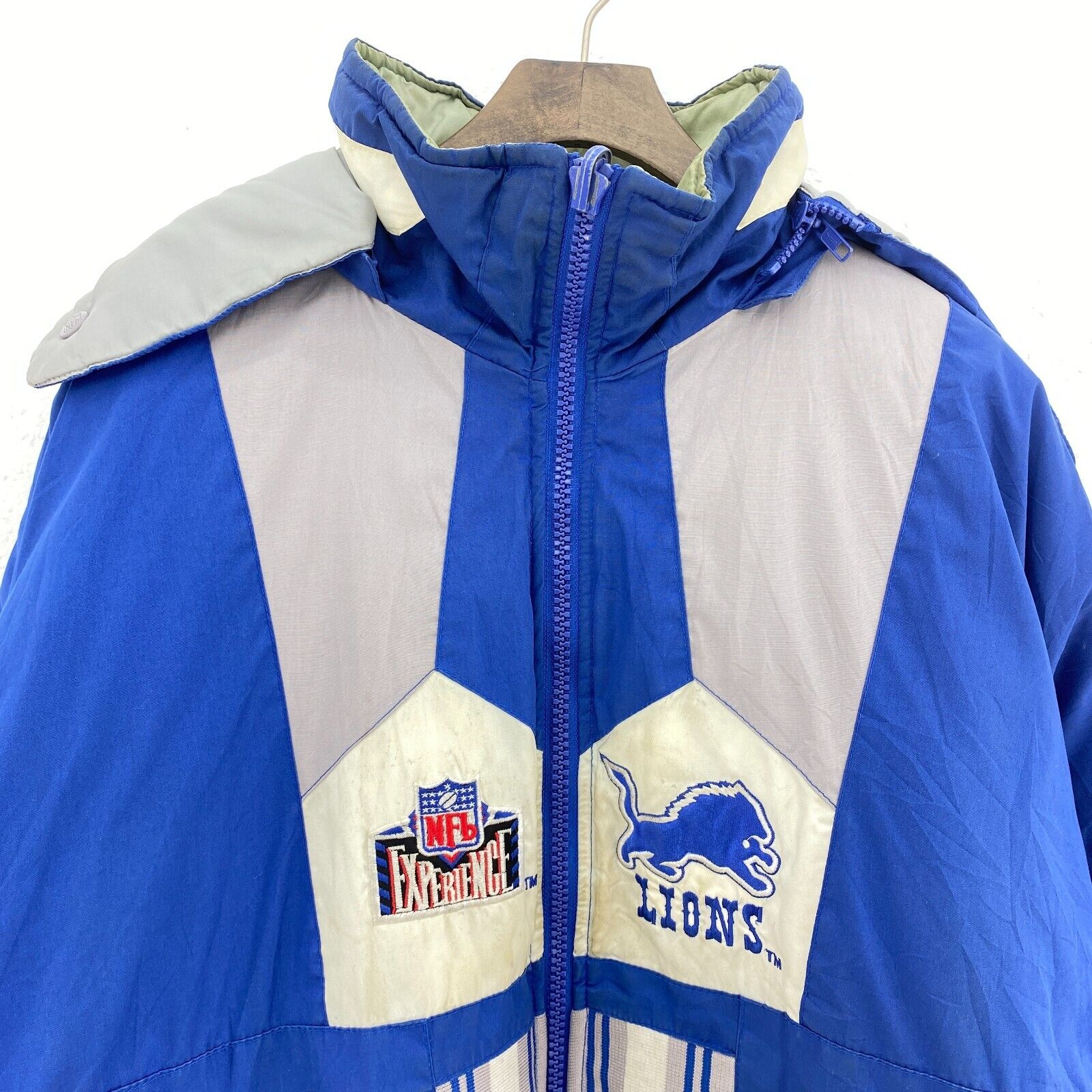 Pro Player Experience Reversible NFL Lions Full Zip Blue Insulated Jacket Size L