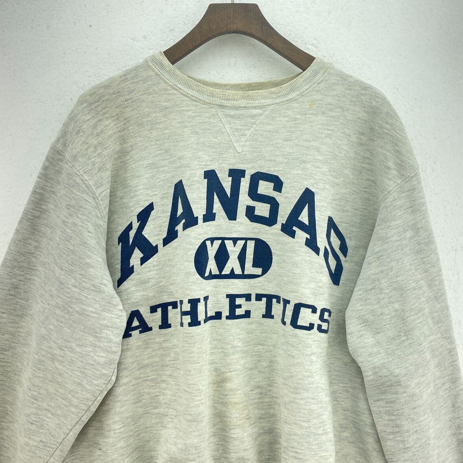 Champion Kansas Athlethics Logo Vintage Gray Sweatshirt Size XL