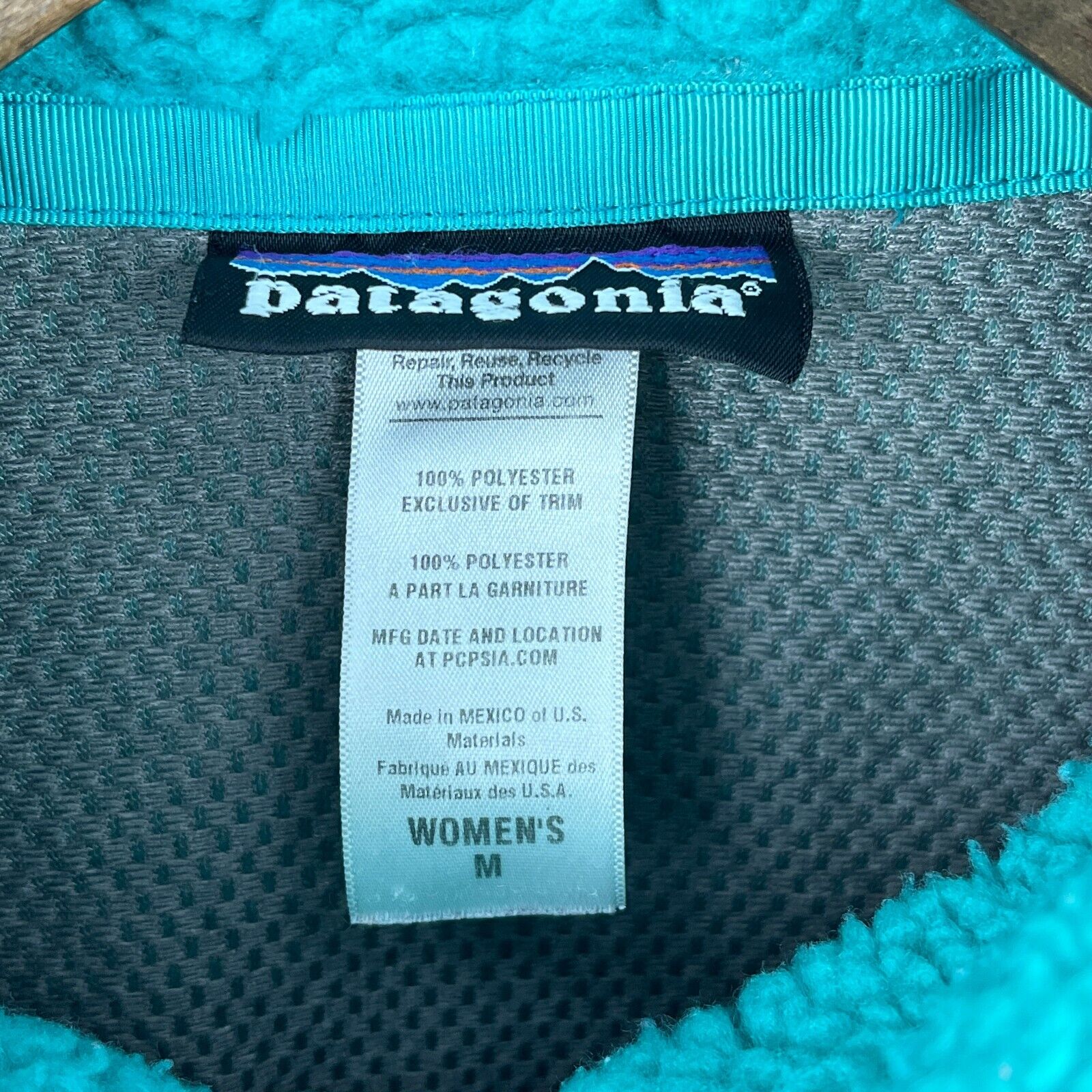 Vintage Patagonia Green Deep Pile Full Zip Fleece Size M Women's