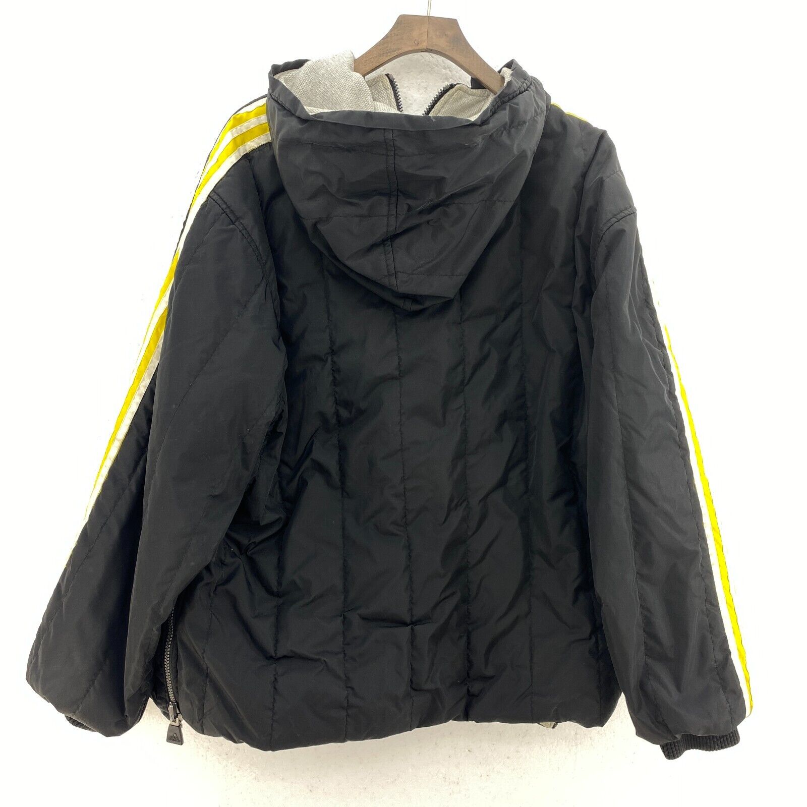 Adidas Reversible Qurter Zip Hooded Black Insulated Pullover Jacket Size M