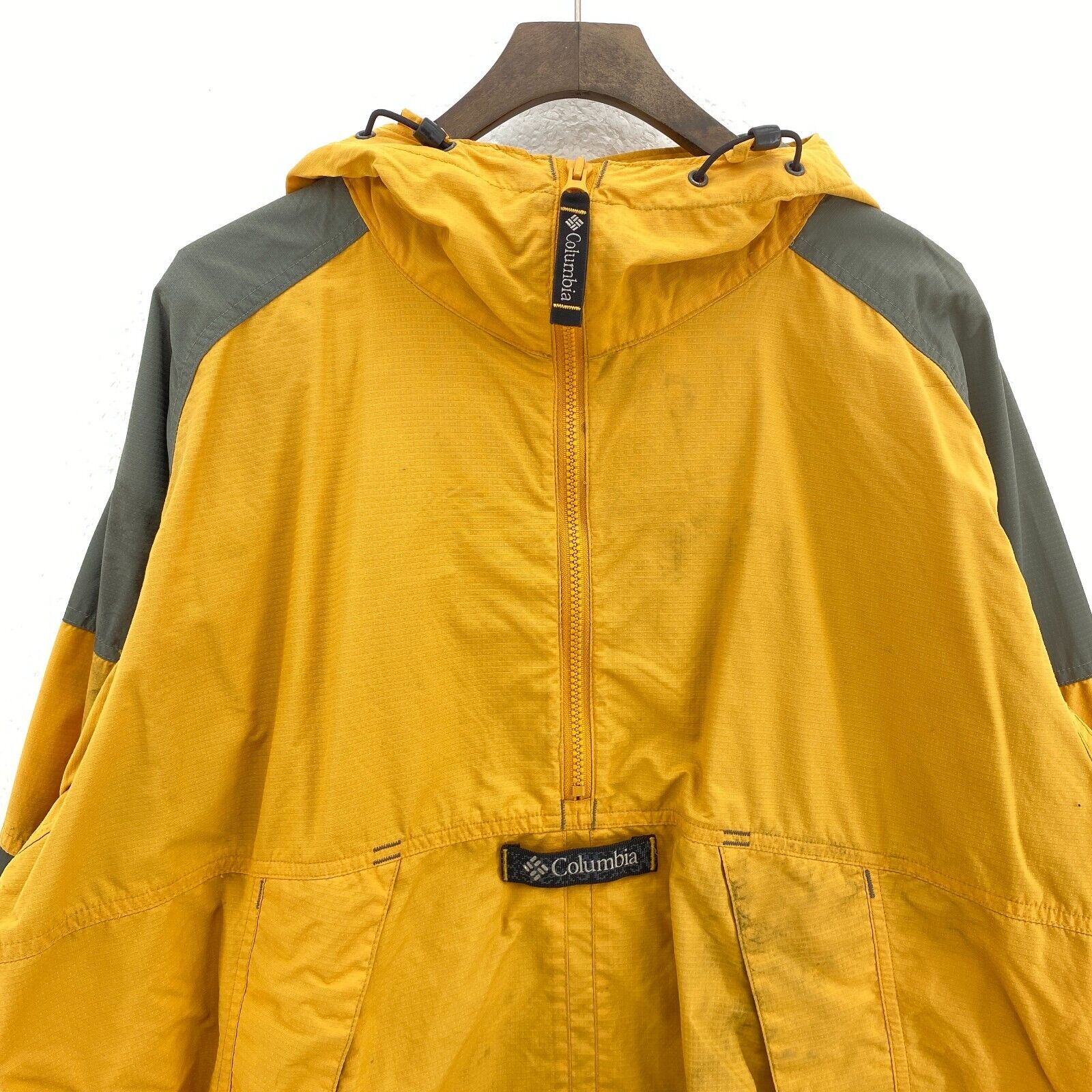 Columbia Half Zip Yellow Anorak Jacket Size L Hooded