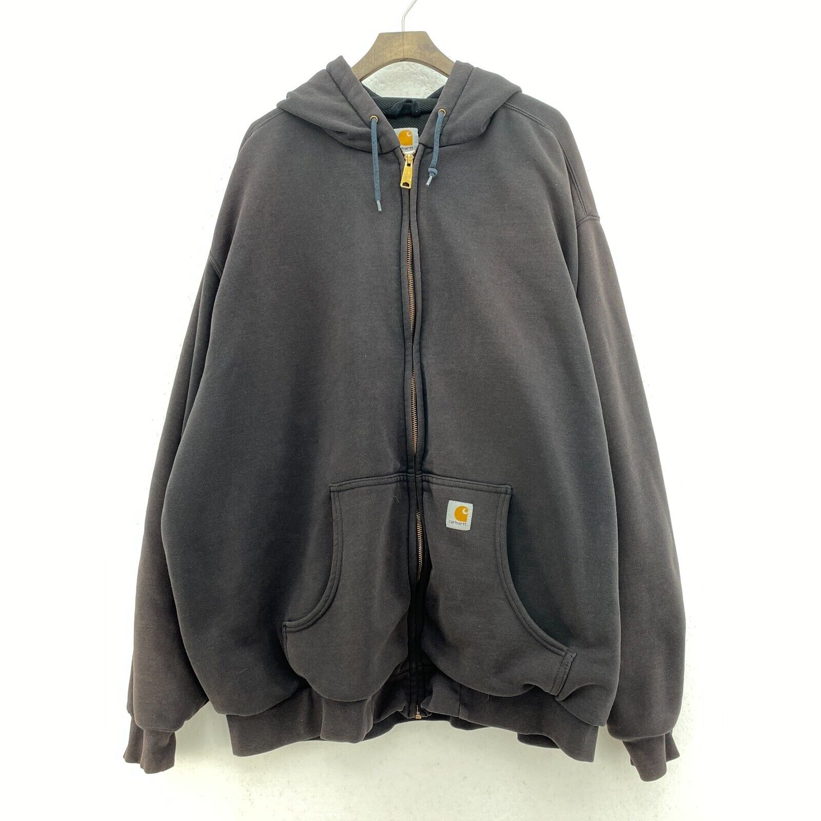 Vintage Carhartt Logo Full Zip Brown Hoodie Size 3XL