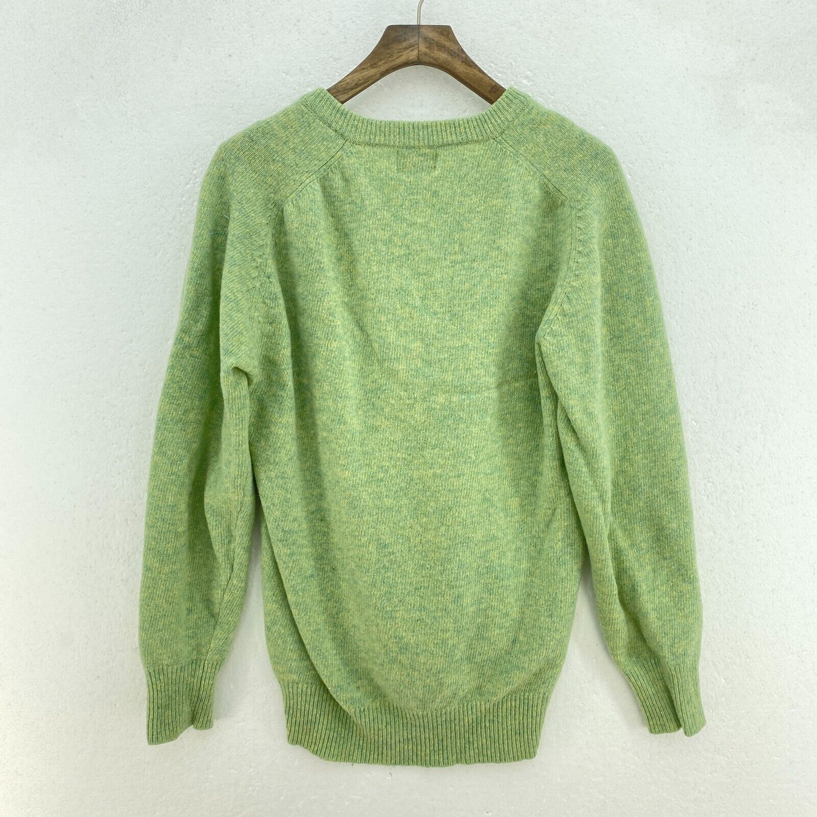 Vintage Wool 60s V-Neck Sweater Size L Green Women's