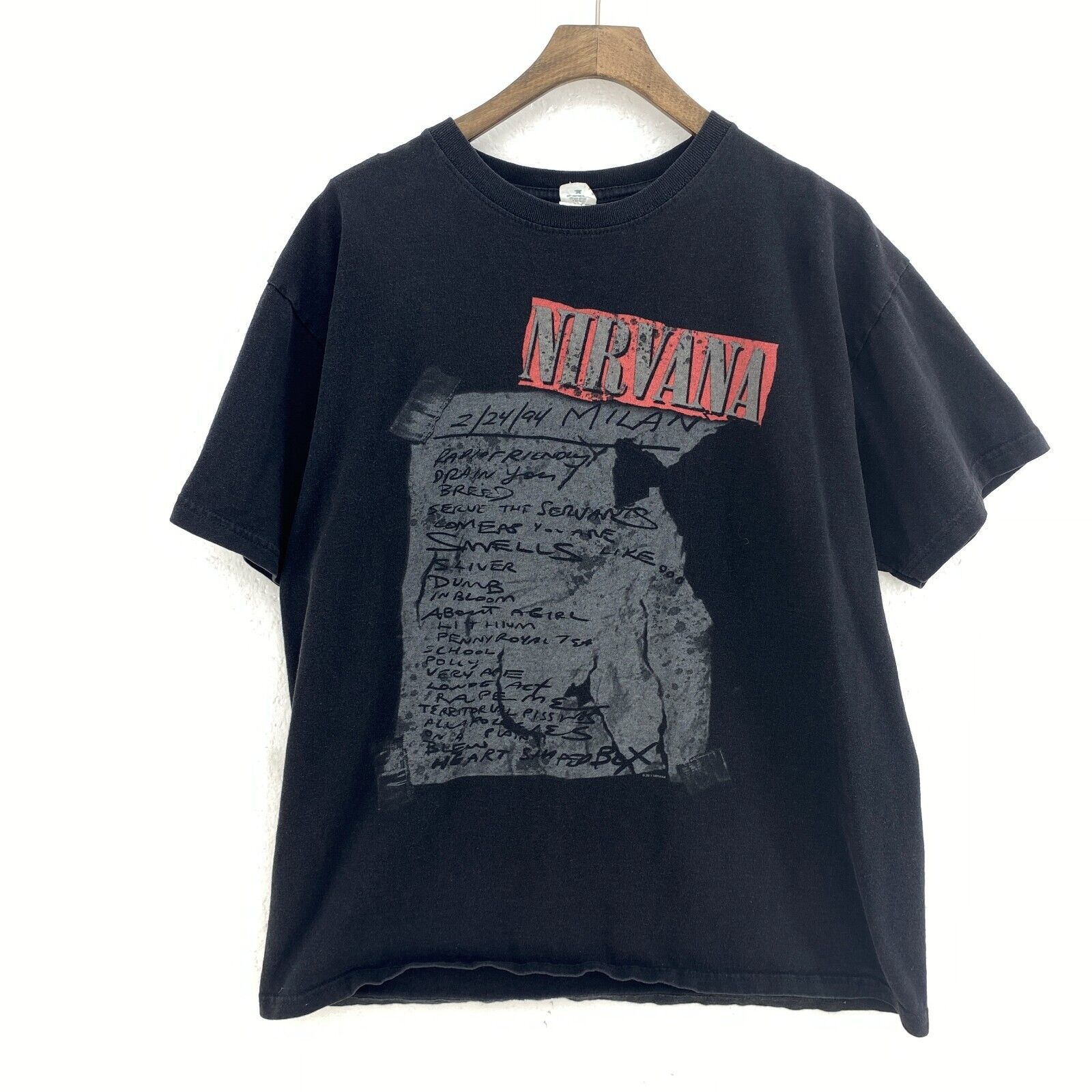 2011 Nirvana Rock Band Black T-shirt Size L Tee Crew Neck
