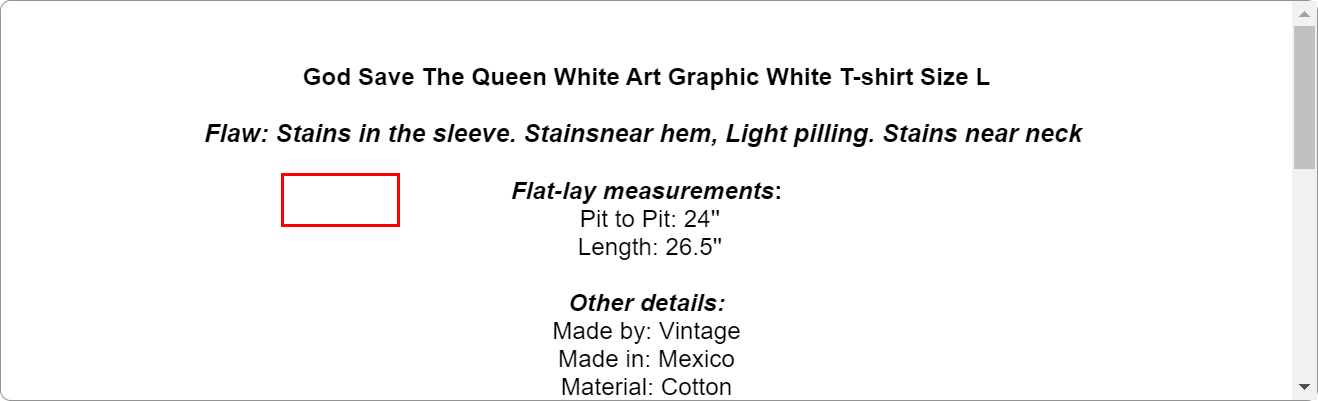 God Save The Queen White Art Graphic White T-shirt Size L