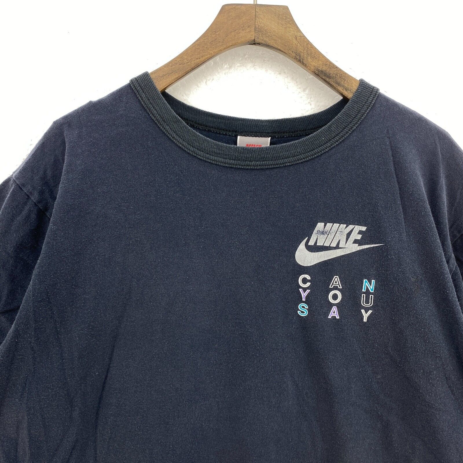 Nike Swoosh Logo Can You Say Black T-shirt Size L