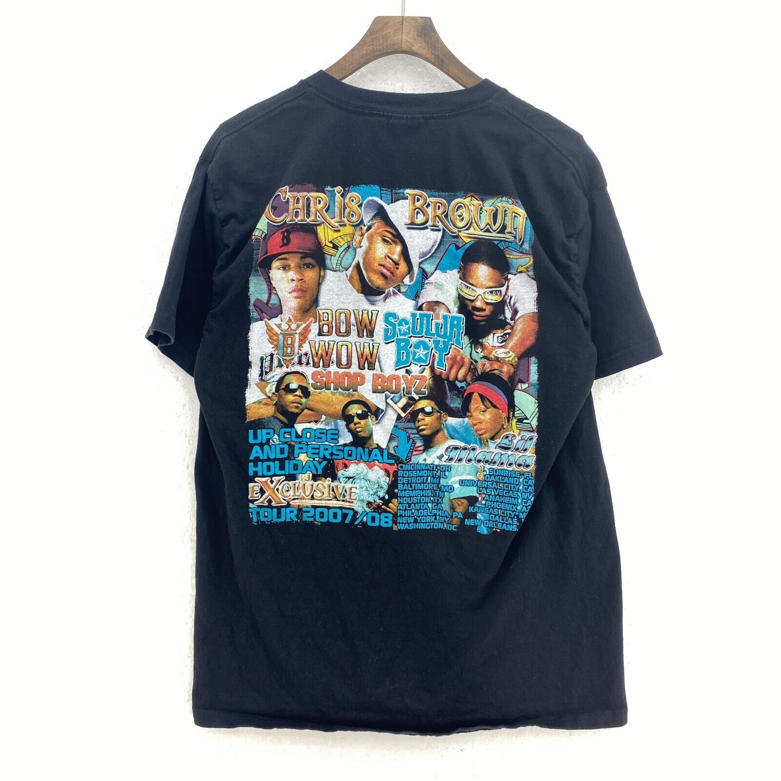 Chris Brown Bow Wow Tour 2007 Up Close And Personal Black T-shirt Size L