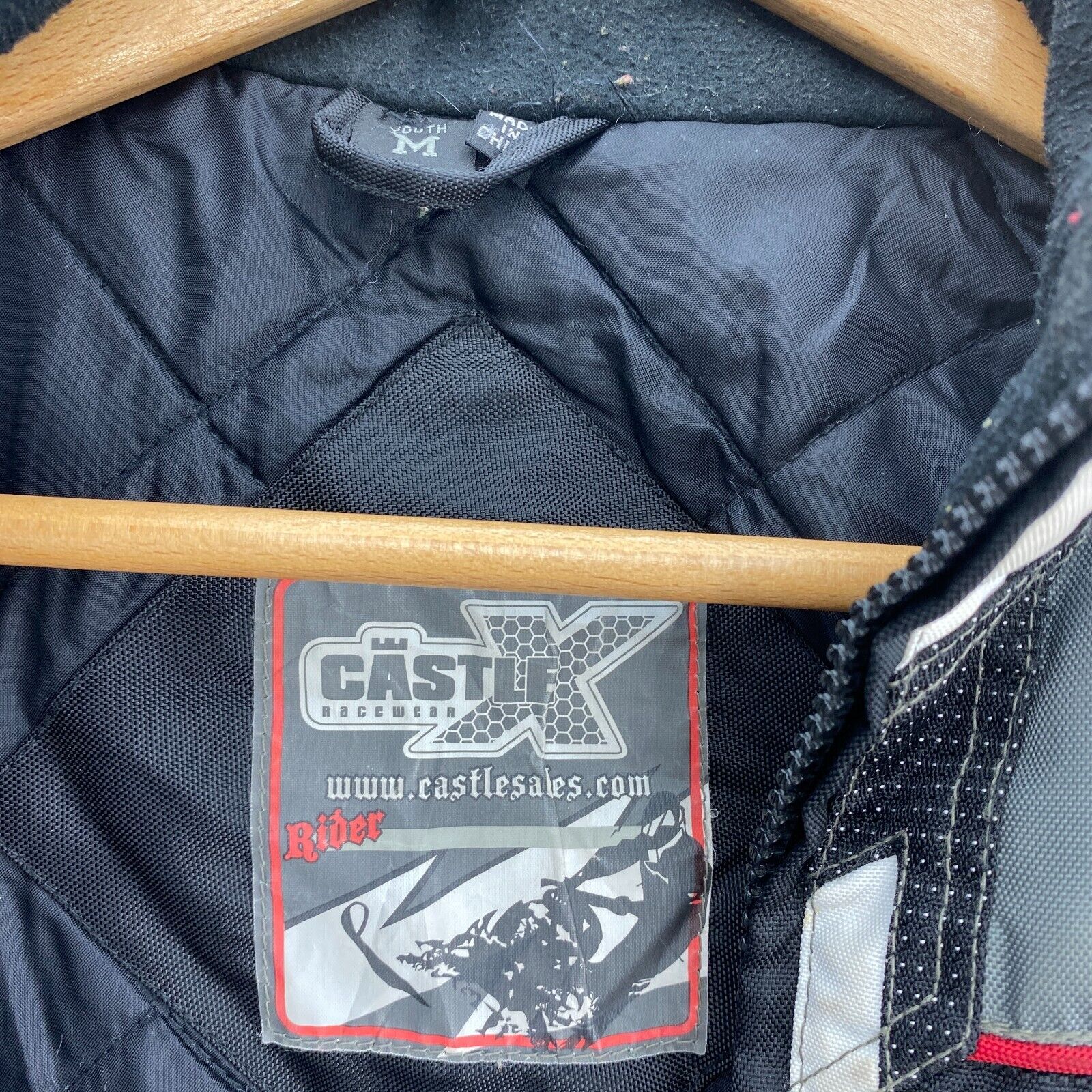 CastleX Racing Snowmobile Black Jacket Size Youth M