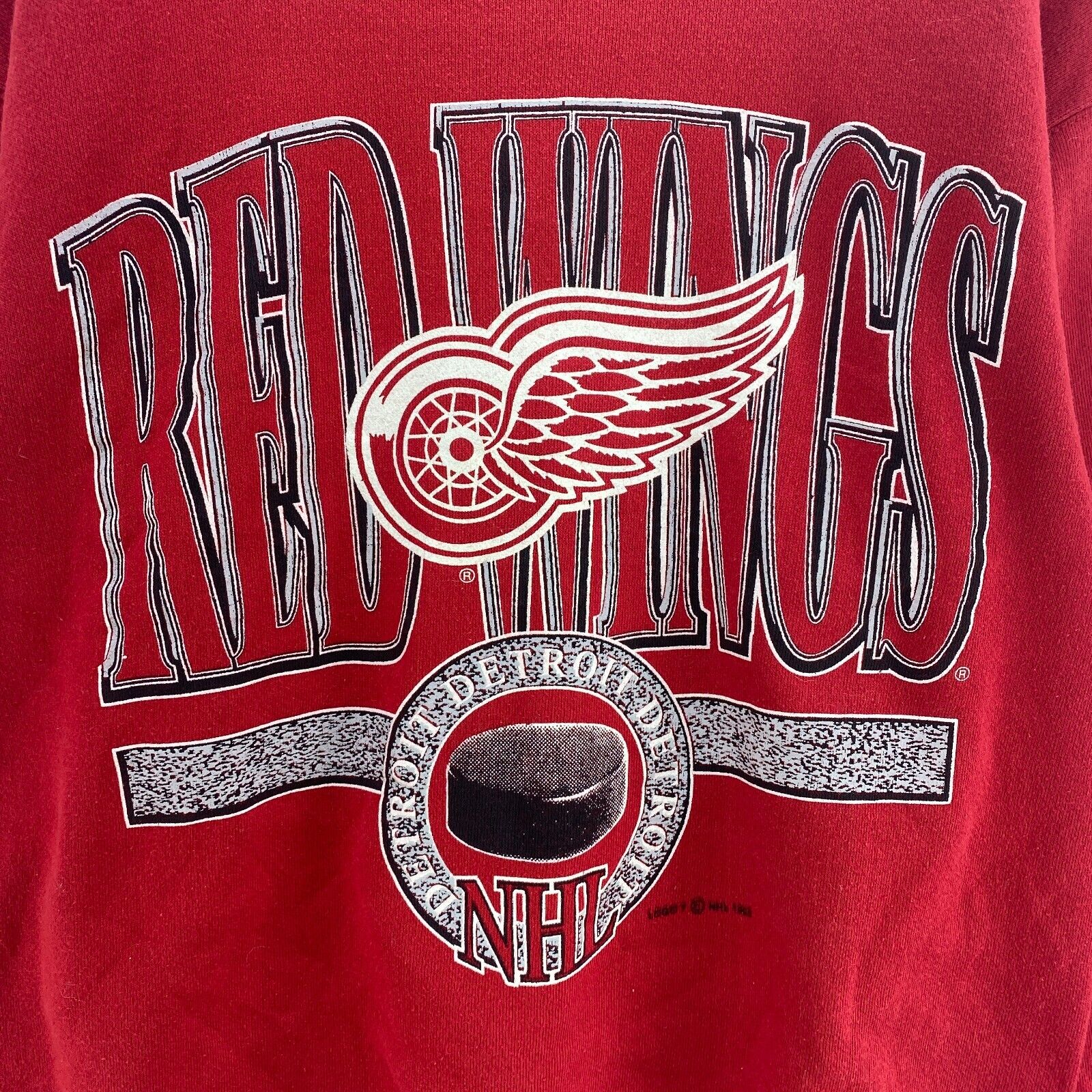 Logo 7 Detroit Red Wings 1993 Vintage Red Sweatshirt Size M NHL