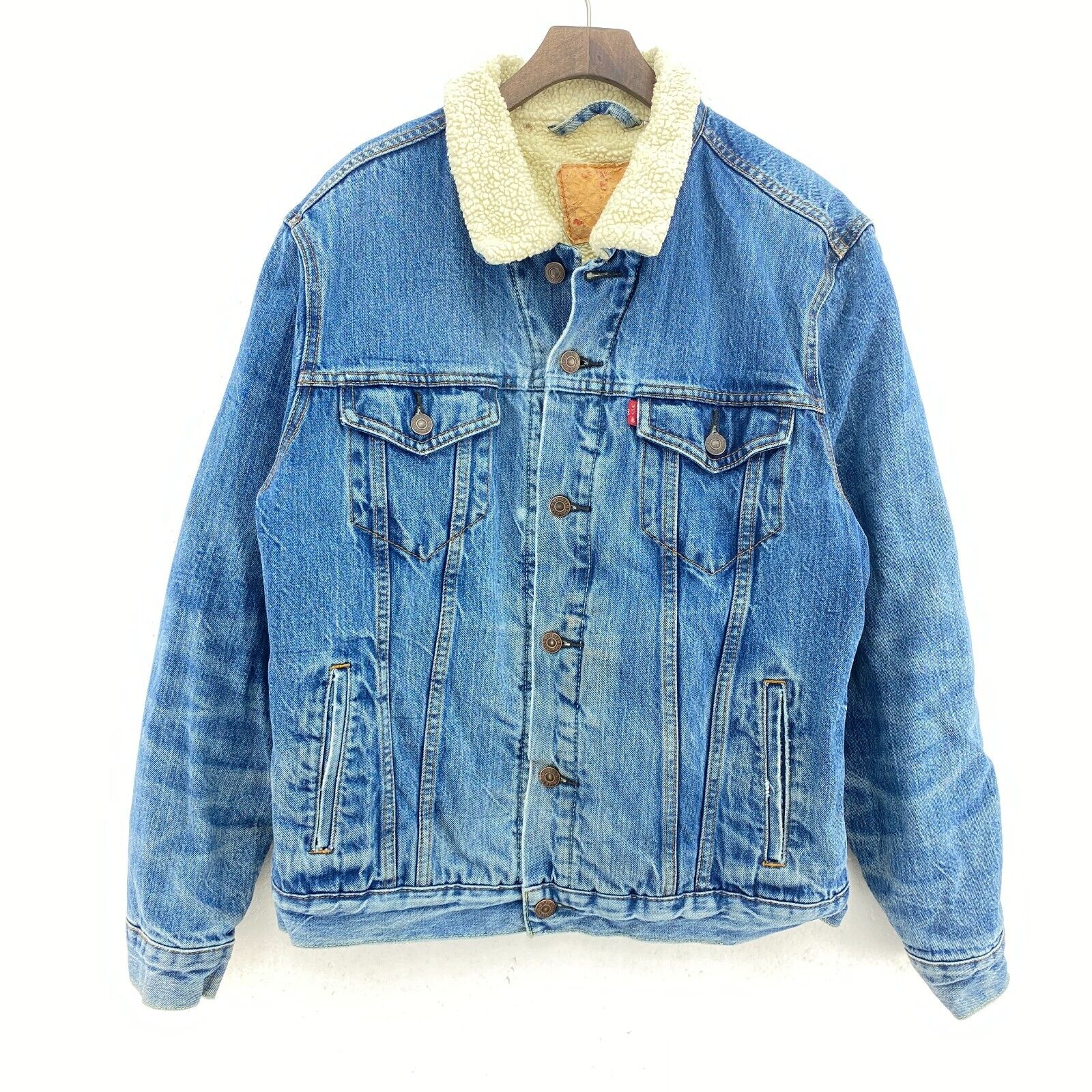 Vintage Levi Strauss Sherpa Lined Blue Denim Jacket Size M
