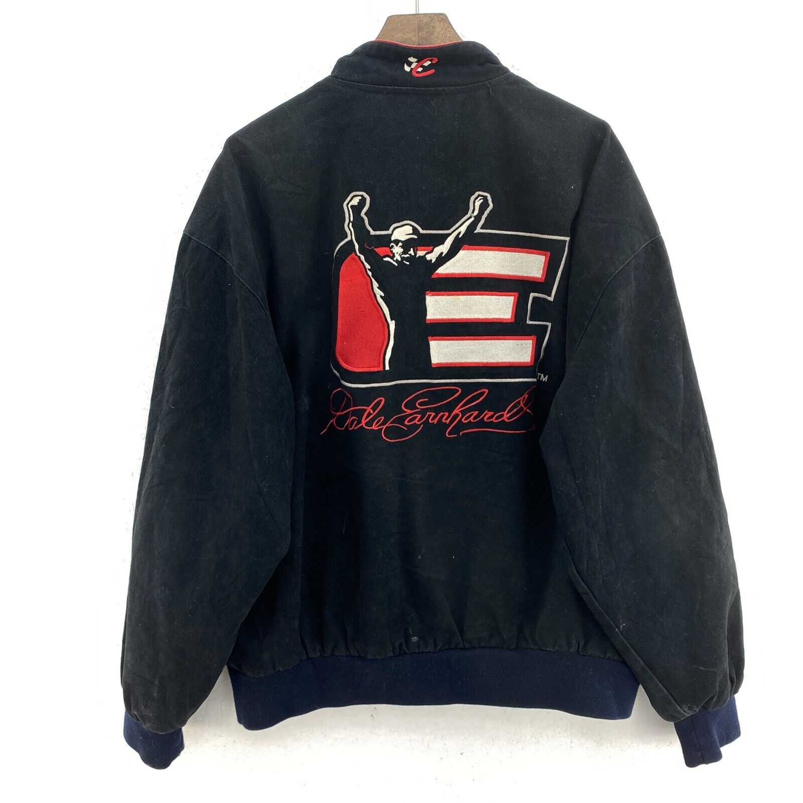Vintage Dale Earnhardt Racing Nascar Winston Cup Black Snapped Jacket Size XL
