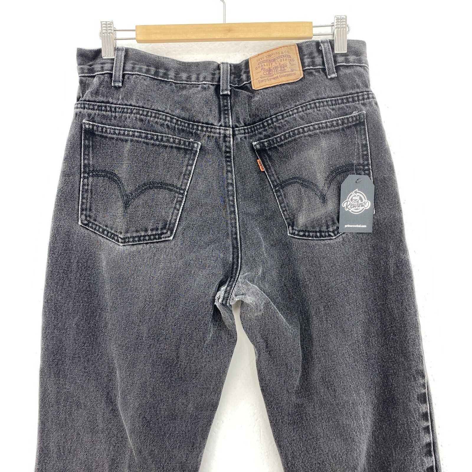 Levi's Orange Tab Medium Wash Black Denim Straight Jeans Size 32