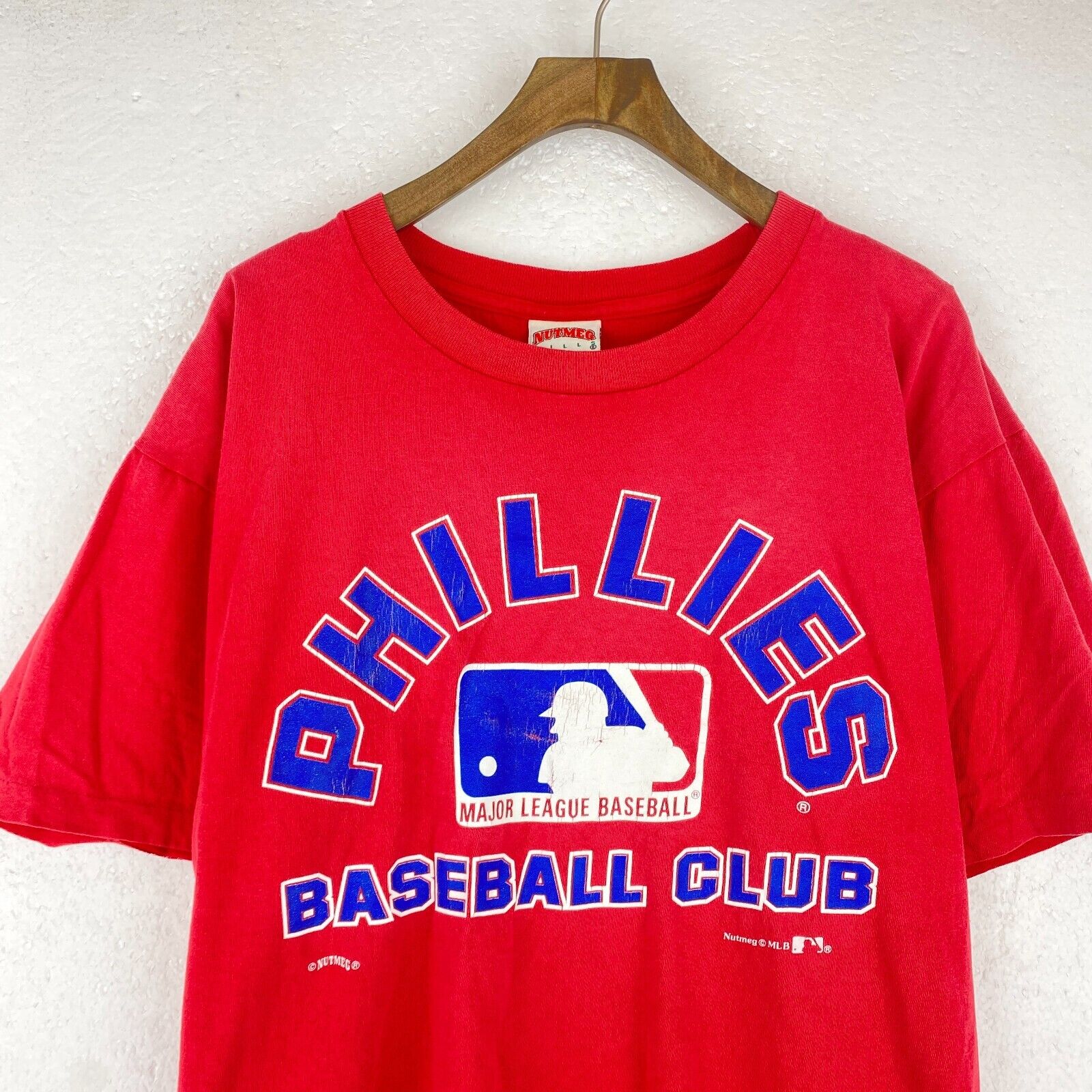 Vintage Nutmeg MLB Philadelphia Phillies Red T-shirt Size XL Single Stitch