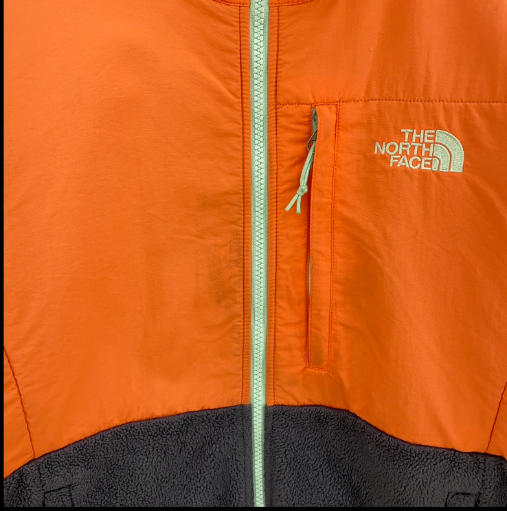 The North Face Denali Full Zip Orange Black Fleece Jacket Size M Women's