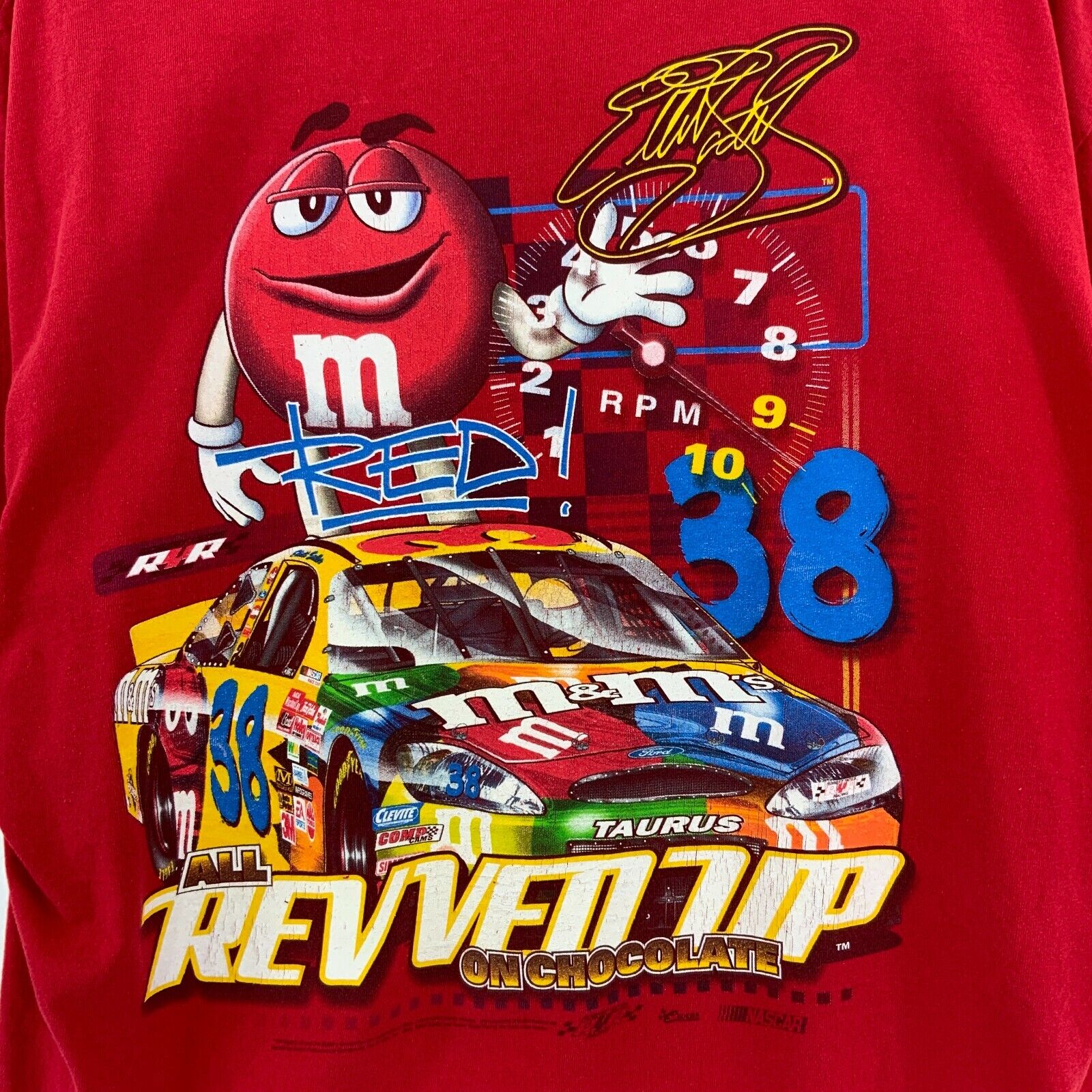 Nascar Racing #38 Elliot Sadler M&M Vintage Chase T-shirt Red Size L