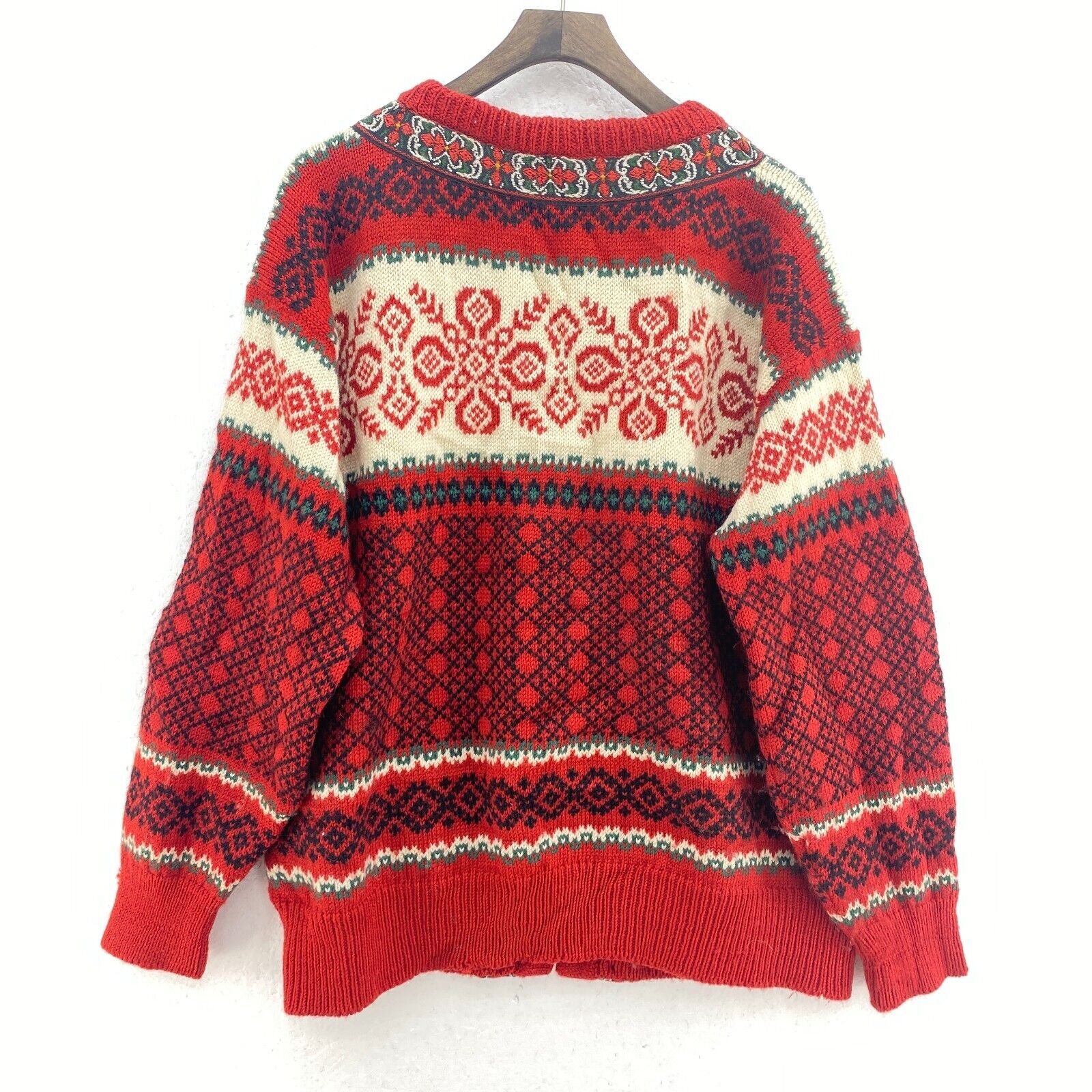 Dale Of Norway Metal Clasp Wool Red Norwegian Nordic Sweater Size M