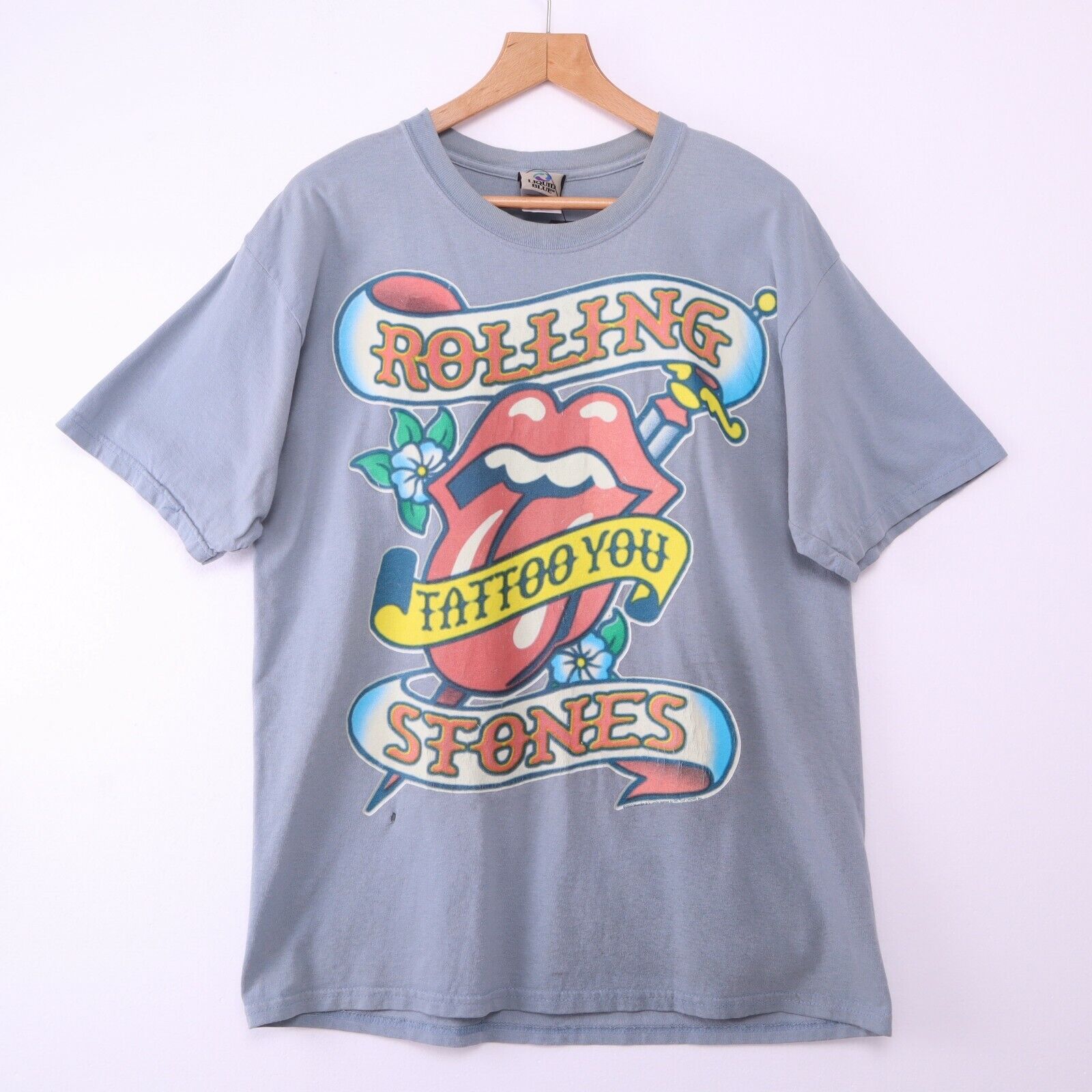 Rolling Stones Tattoo You Liquid Blue Gray T-shirt Size L 2003