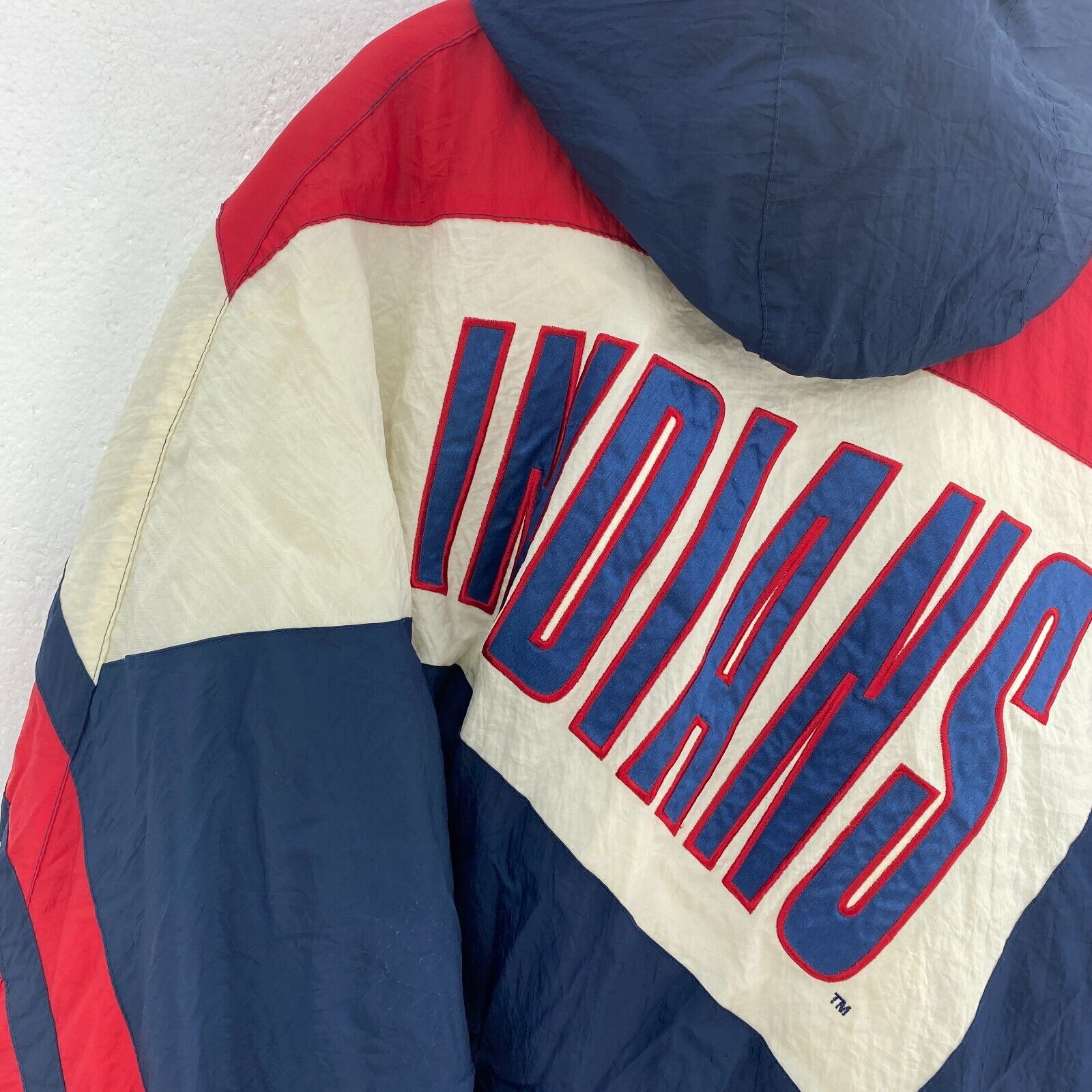 Cleveland Indians MLB Navy Blue Full Zip Insulated Jacket Size L Hooded