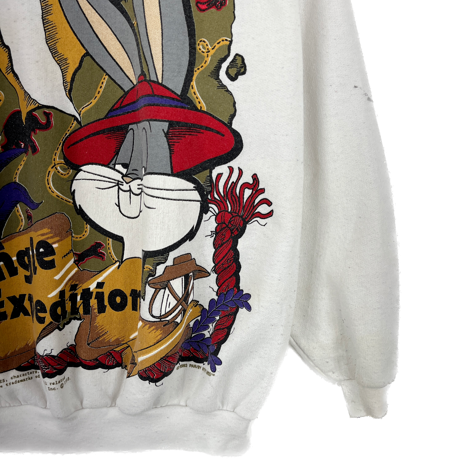 Vintage Bugs Bunny Jungle Edition 1992 Looney Tunes White Sweatshirt Size M