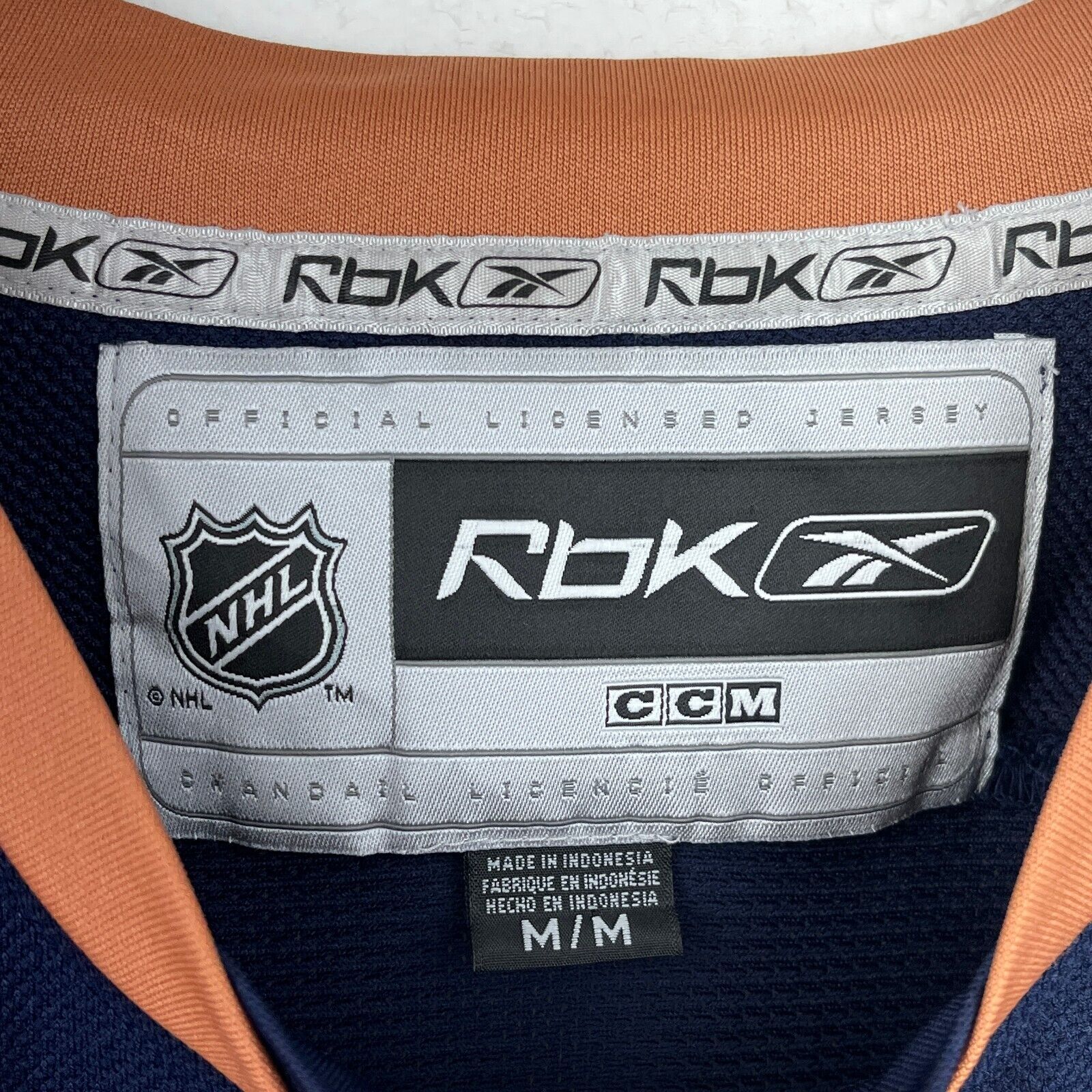 Vintage Reebok Edmonton Oilers NHL Navy Blue Jersey Size M