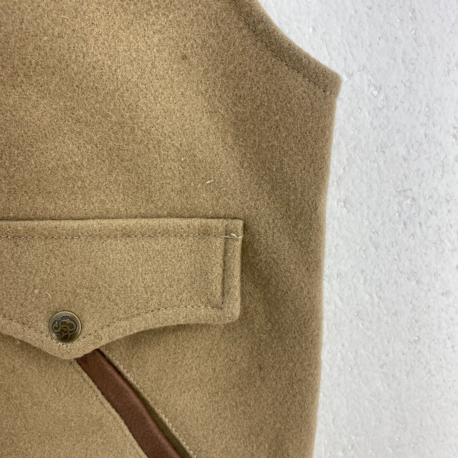 Vintage Wool Beige Snapped Vest Jacket Size L