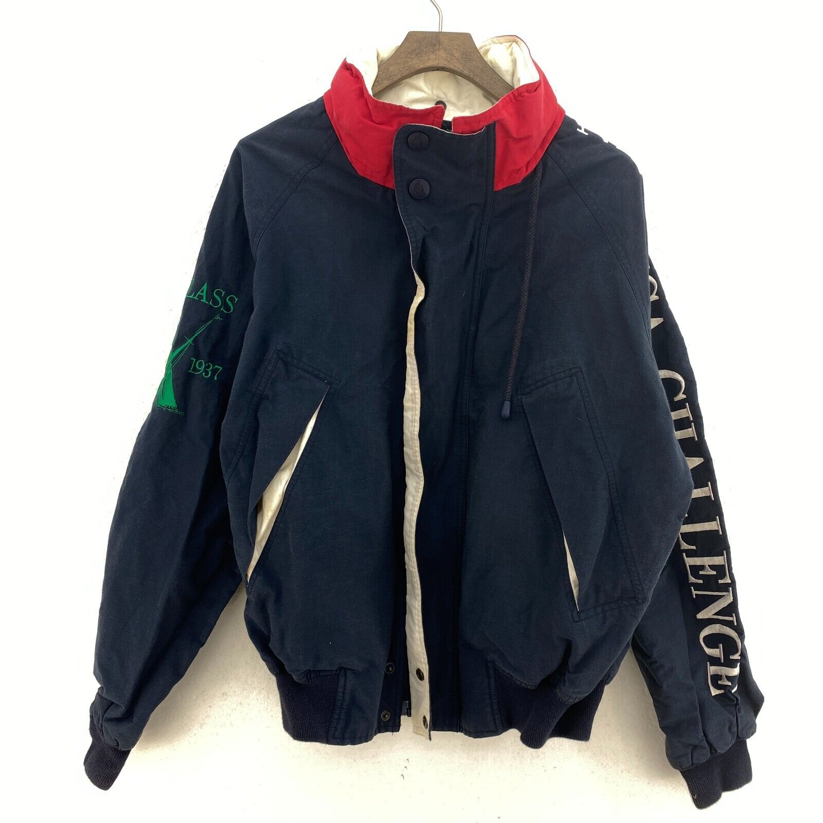 Vintage Nautica Full Zip Navy Blue Bomber Jacket Size M