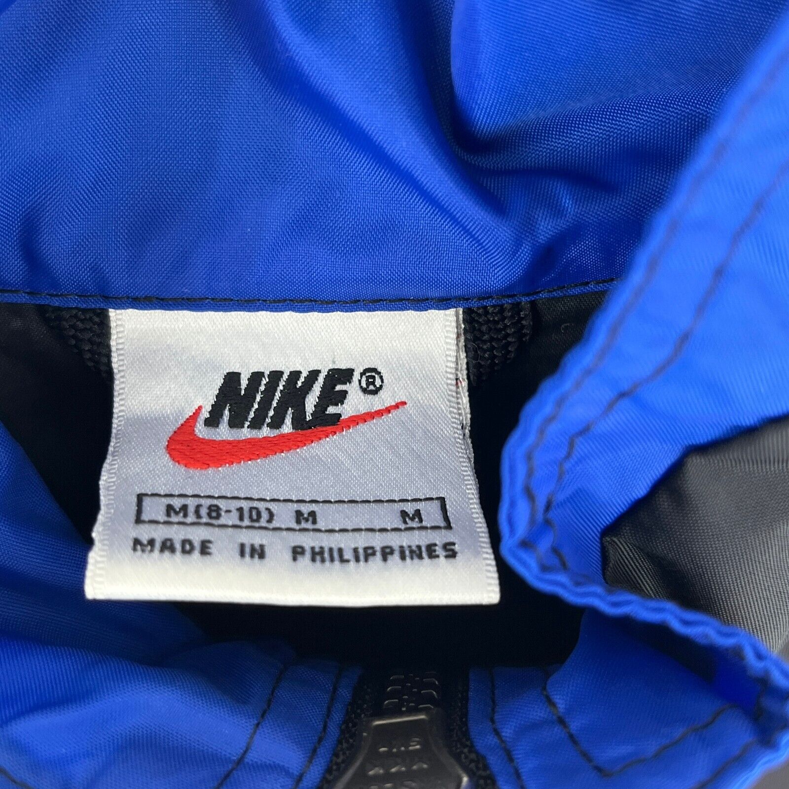 Vintage Nike Swoosh Full Zip Black White Light Jacket Size M