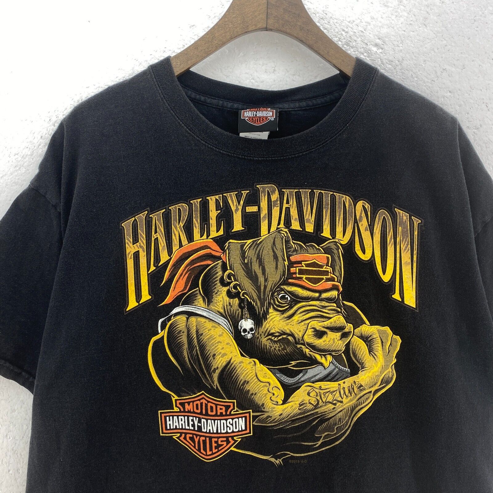 Harley Davidson Motorcycles BIig Hog 2015 Black T-shirt Size XL Tee