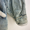 Vintage Sherpa Lined Full Zip Acid Wash Blue Denim Jacket Size M
