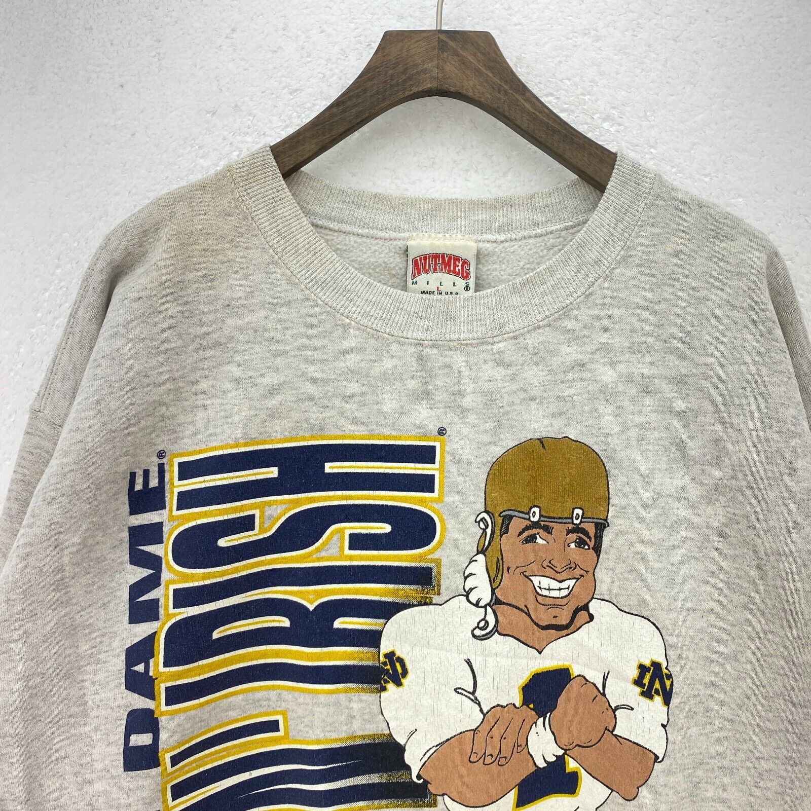 Vintage Nutmeg Notre Dame Fighting Irish NCAA Gray Sweatshirt Size L