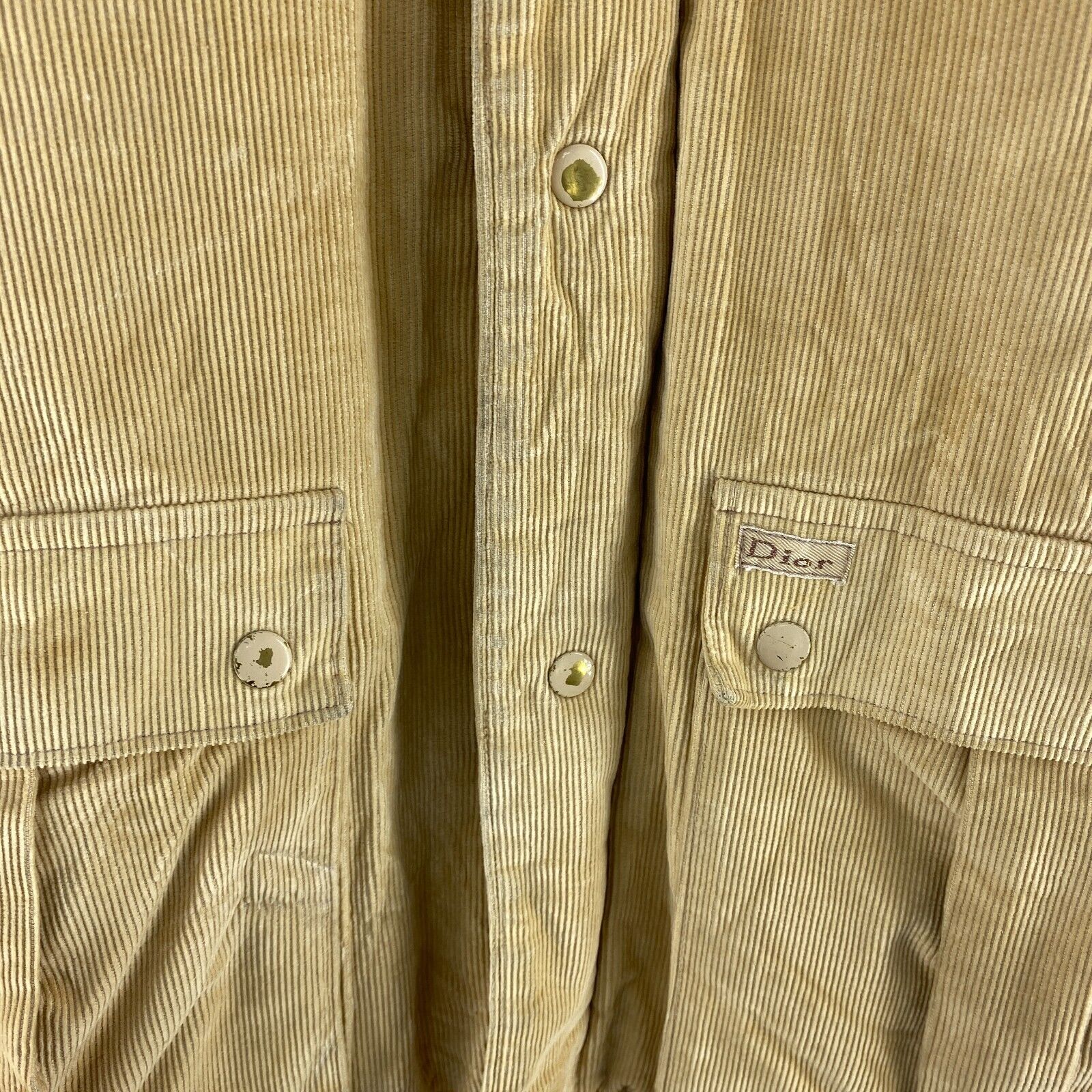 Christian Dior Paris Corduroy Full Zip Insulated Jacket Size 38 Beige